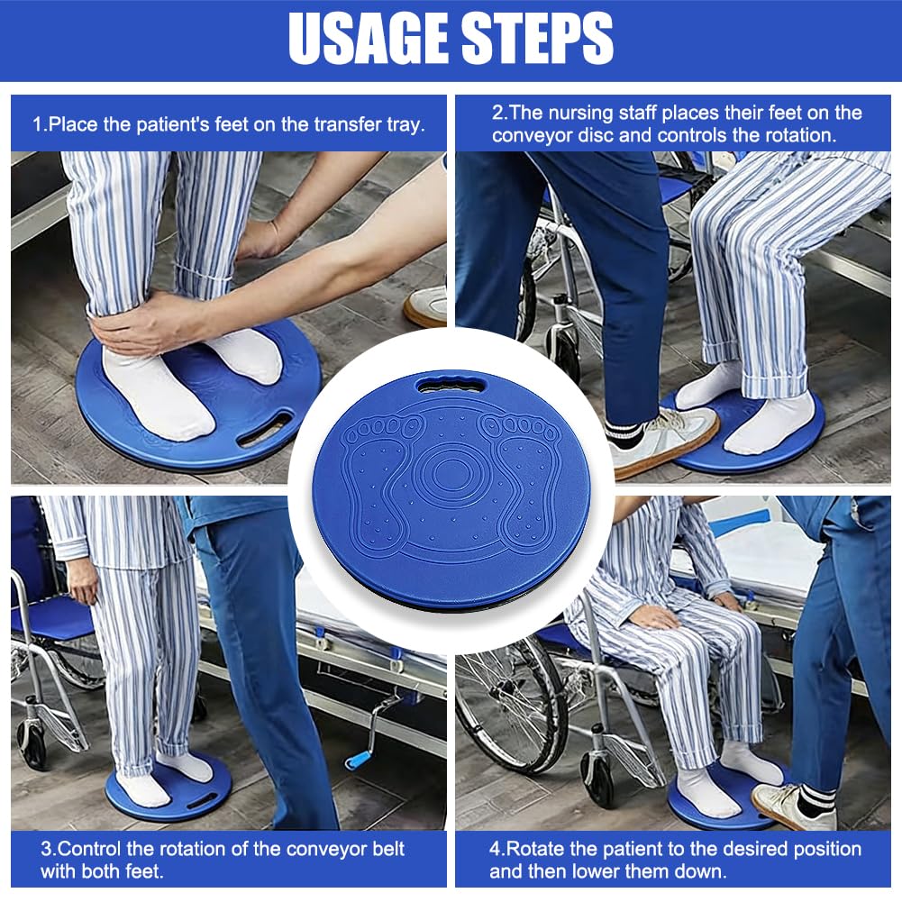 Plato giratorio para personas mayores en la vida cotidiana, plato giratorio para pacientes mayores y discapacitados de hasta 150 kg, fácil de poner (azul)