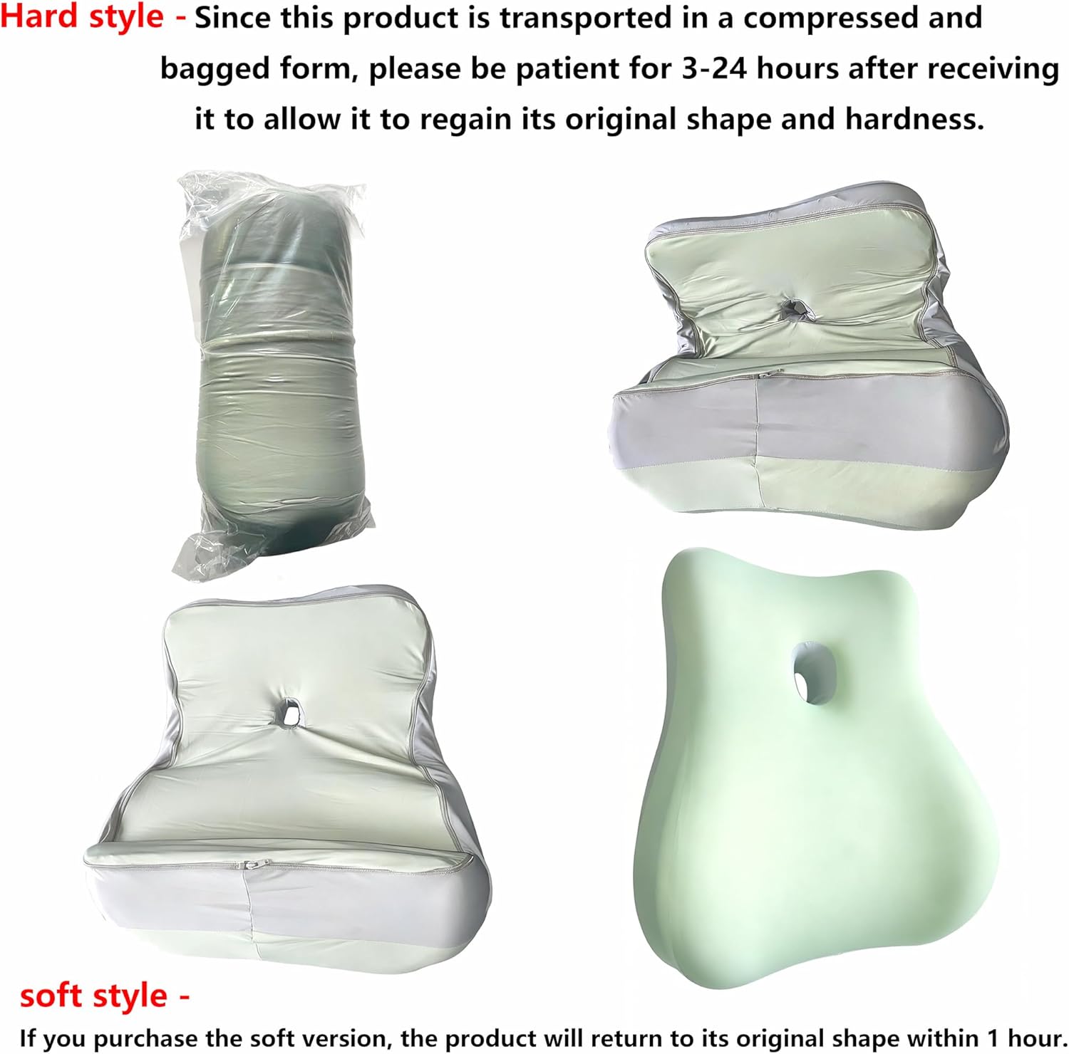 Sturdy Memory Foam Wedge Pillow - 2 Firmness Levels for Sleep, Leg/Back Support, Pregnancy & Acid Reflux - Multipurpose Bed Rest Pillow (Green-Hard Style)