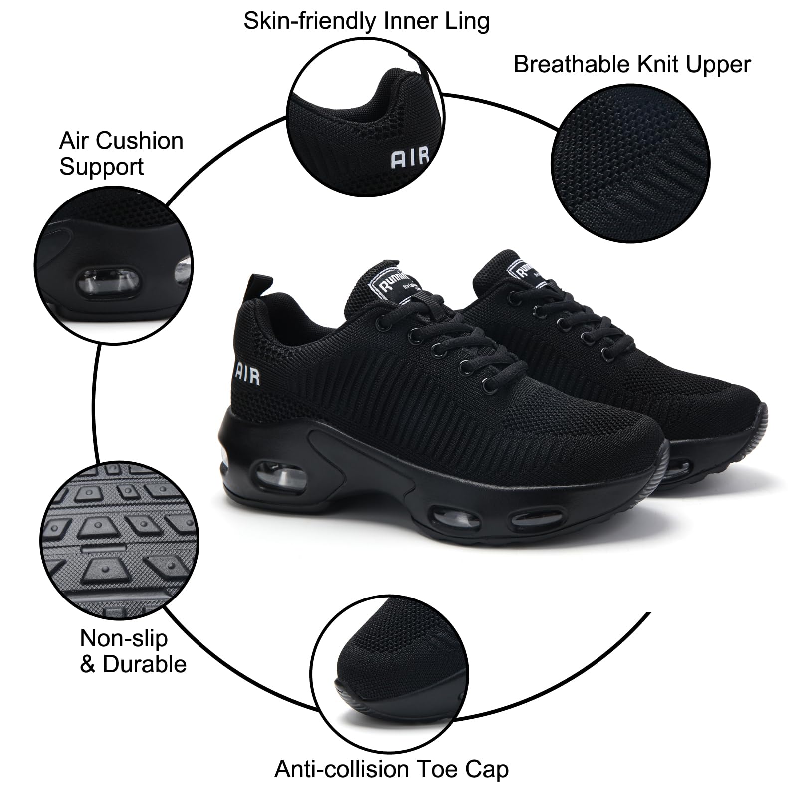 Zapatillas deportivas para mujer, con soporte de arco, de malla, cómodas para correr