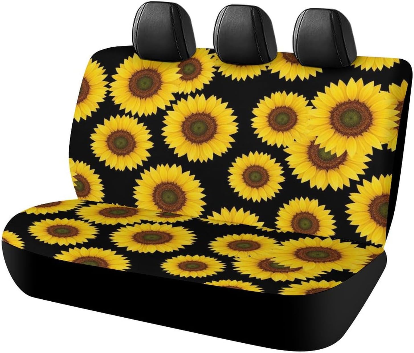 Men's Padded Rear Bench Car Seat Cover, Universal Fit Auto Soft Back Seat Cover, Dirt Proof Dog Car Back Seat Cover for Trucks SUV Compatible with Yellow Sunflowers