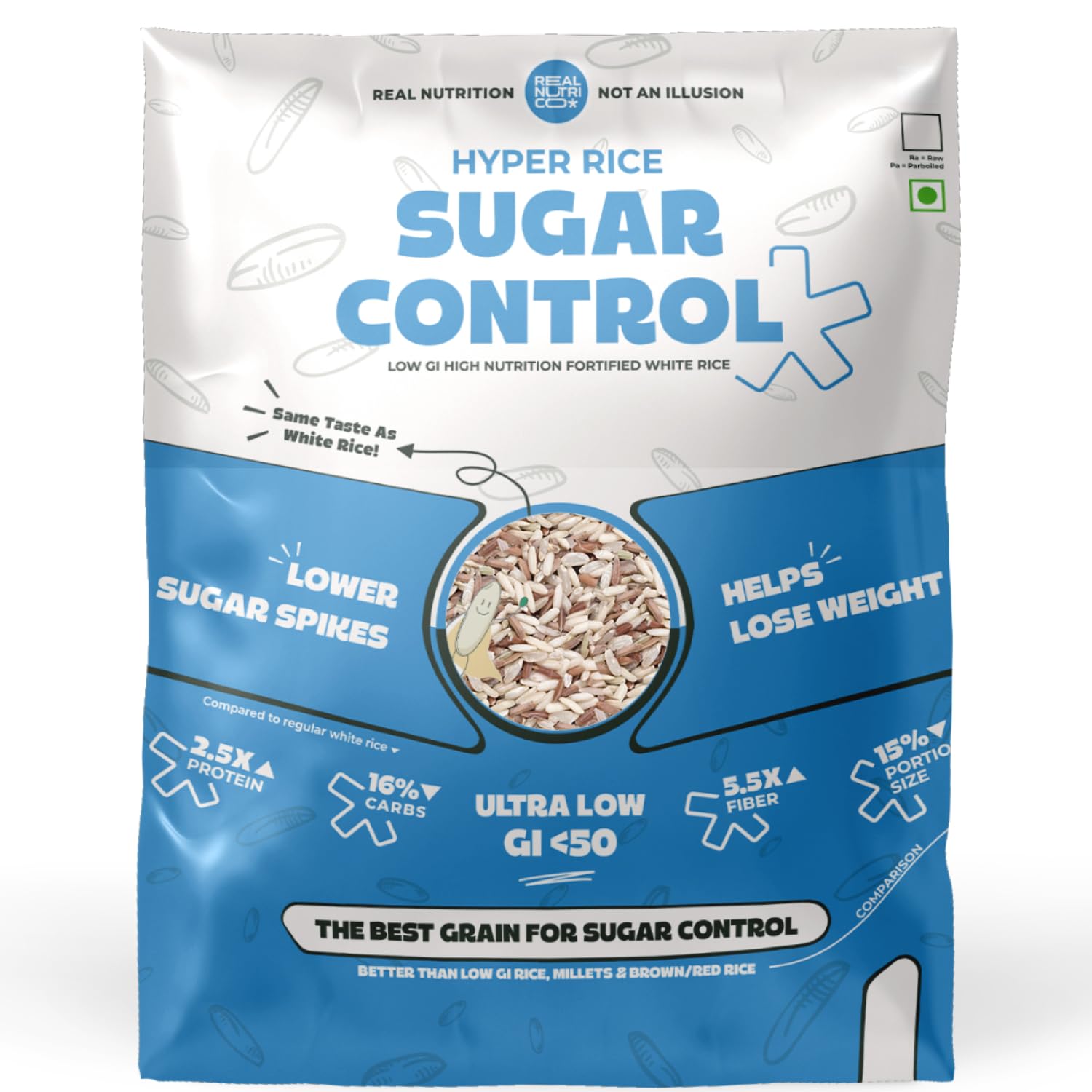Hyper Rice Sugar Control 1.8kg | Ultra Low GI White Rice (GI < 50) for Diabetics | Reduce Sugar Spikes & Support Weight Management | Same Taste as Regular White Rice | Fortified-image-42