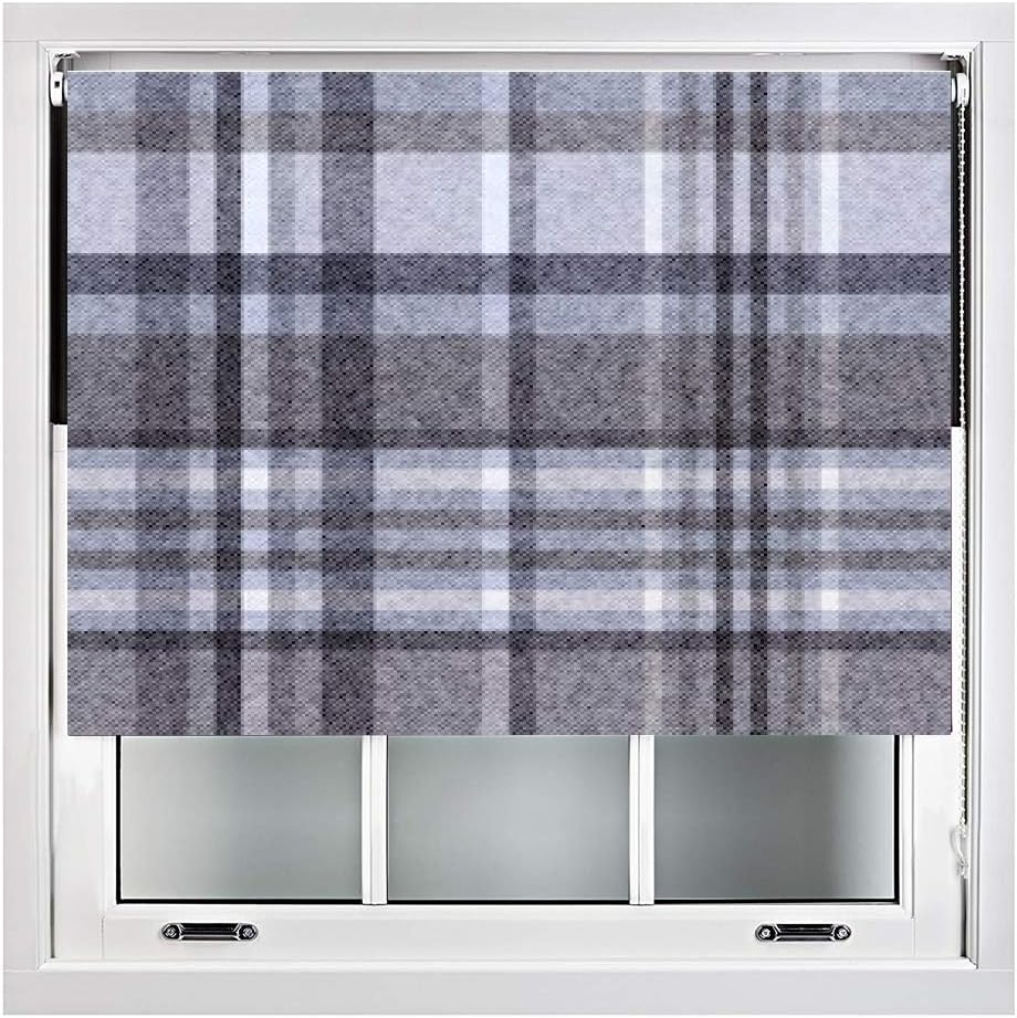 GFCYDK1 Roller Blinds Venetian Blinds Plisse Blind Tartan Checked Seamless Fabric Background Blackout Roman Blinds Insulation Anti UV Privacy Customizable Window Curtains