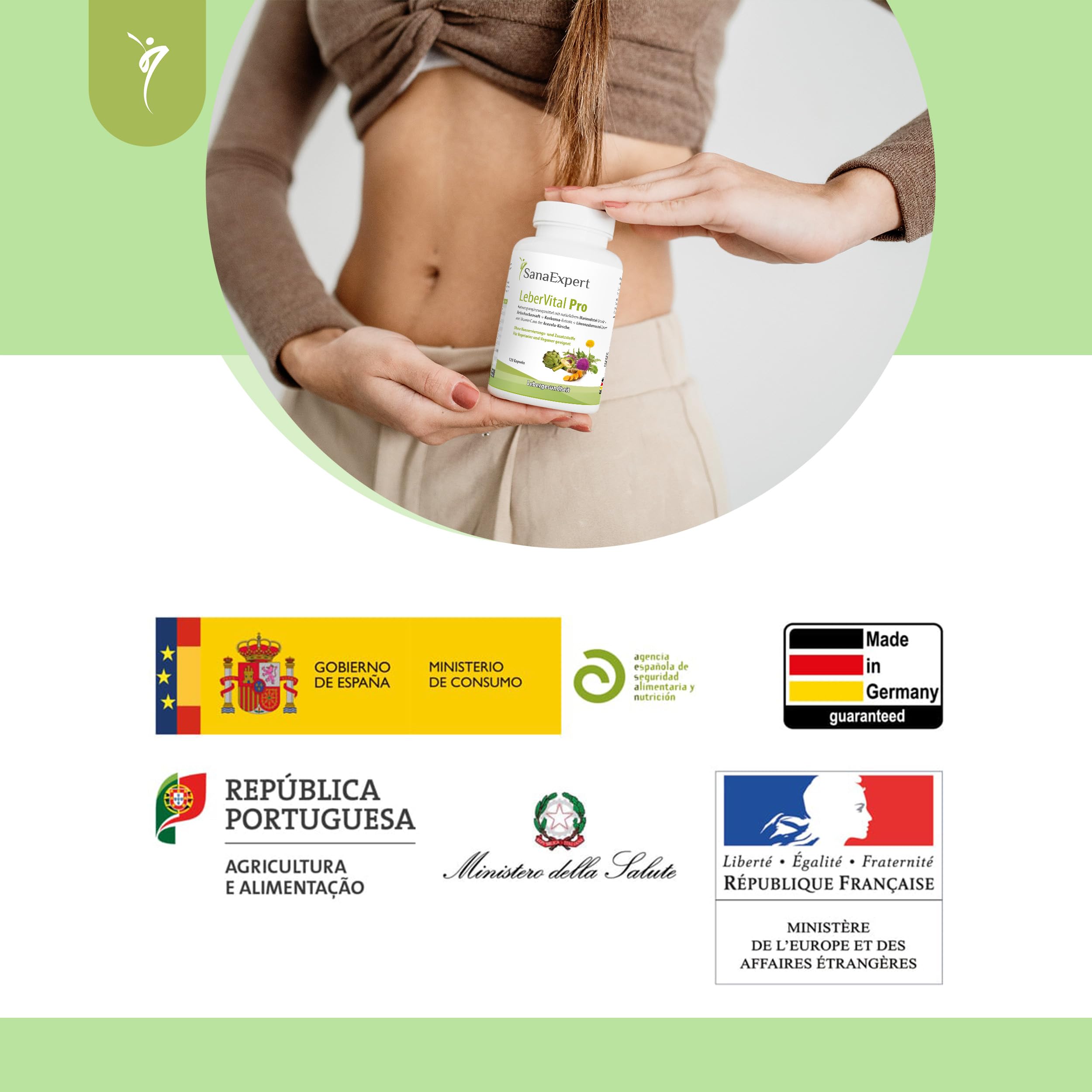 SanaExpert® LeberVital Pro – Pflanzlicher Leberkomplex mit Mariendistel, Artischockenextrakt, Kurkuma, Löwenzahn & Acerola Vitamin C – 120 Kapseln für Leberreinigung & Entgiftung, Made in Germany