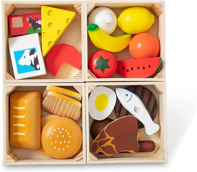 Melissa & Doug Wooden Food Groups | Wooden Toys | Pretend Play | Play Food Toy for Kids | 3+ | Gift for Boy or Girl