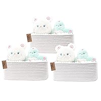 Vista 9 de COMFY-HOMI Paquete de 3 cestas tejidas de cuerda de algodón con asas para estantes, juguetes, libros, cesta de almacenamiento de ropa