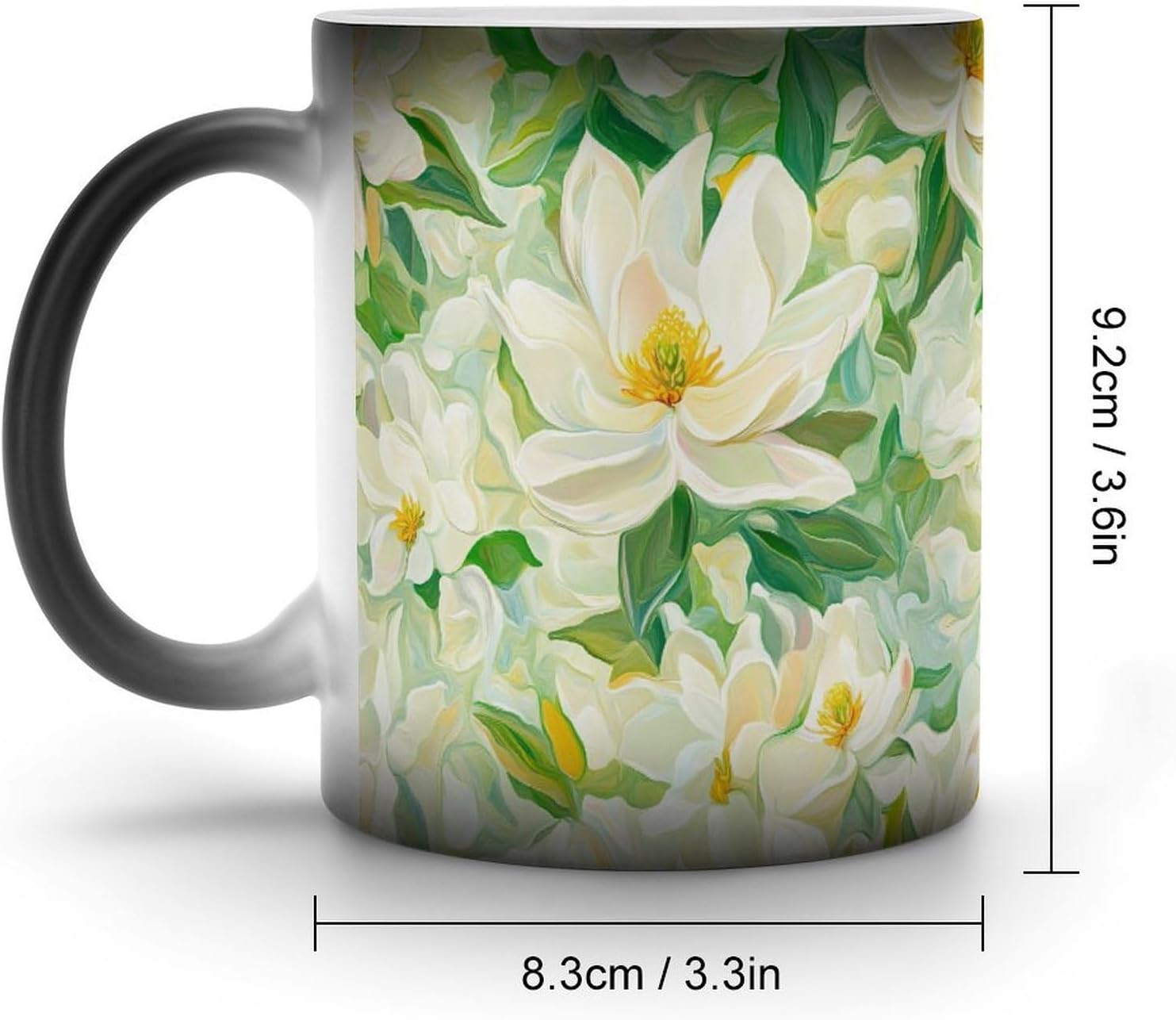 Psychedelic Jasmine Flowers Color Changing Mug Heated Ceramic Cup Heat Sensitive Coffee Mug Fun Gift