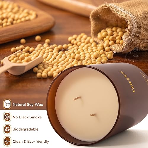 Miniatura 2 de Goodpick Velas perfumadas de café de 22 onzas, velas clásicas de lujo para el hogar, vela de soja de 2 mechas, velas en tarro grande regalos para