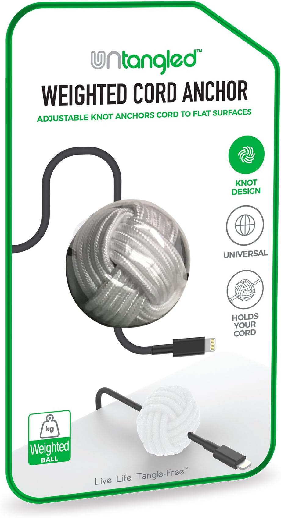 Weighted Desktop Cord Anchor Holder Cable Organizer Wire Holder for Desk Wire Management Cable Cord Ball Adjustable Knot Anchor (White)