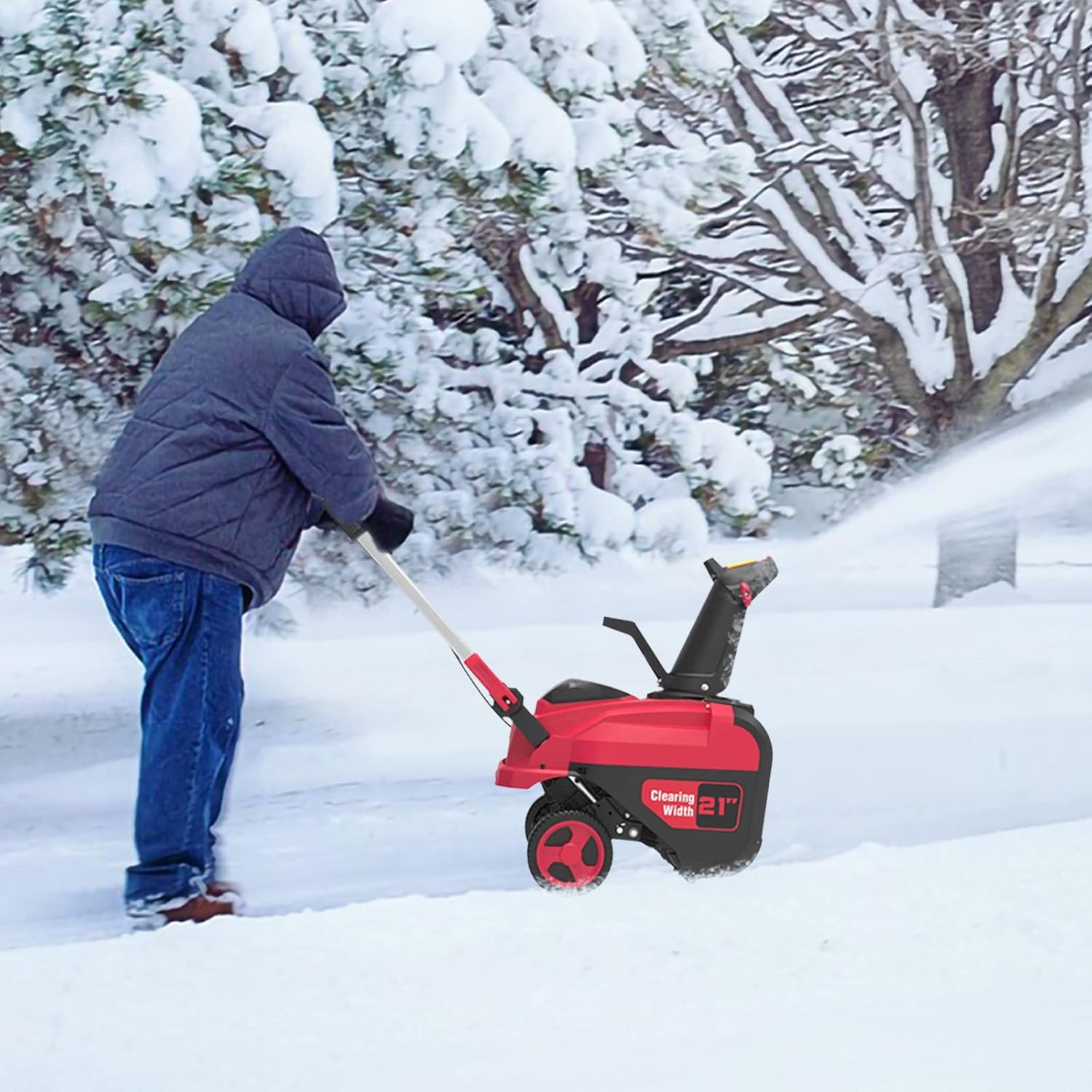 review Snow Blower Single Stage with 6Ah Battery, Charger, LED Lights, 80V 21 Inch Snow Thrower for Walkways and Driveways