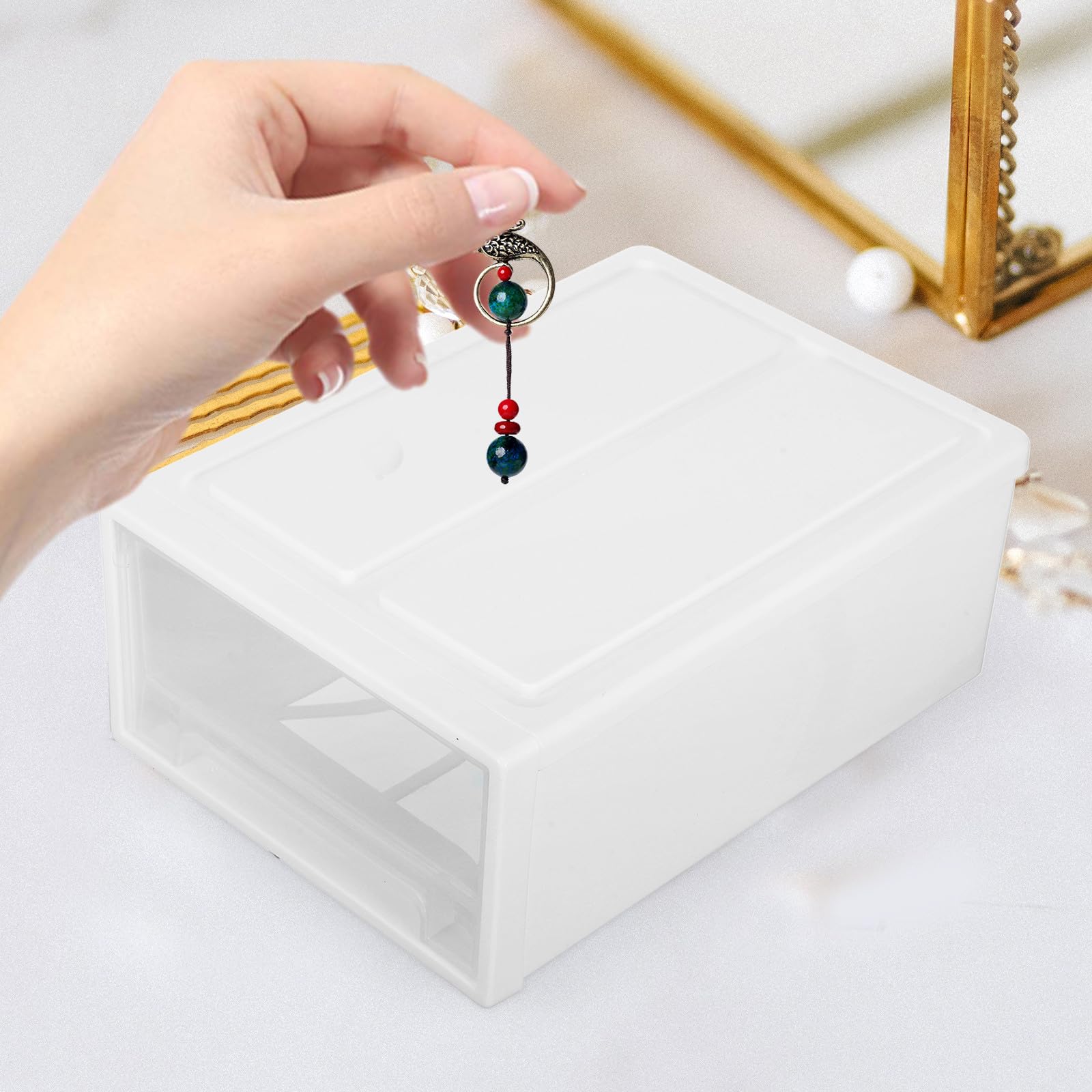 Healeved Organizer da Scrivania Cassetti Trasparenti 8l, Scatola Portaoggetti per Organizzazione e Stoccaggio, Contenitore Multifunzione per Cosmetici e Piccoli Accessori in Casa e Ufficio