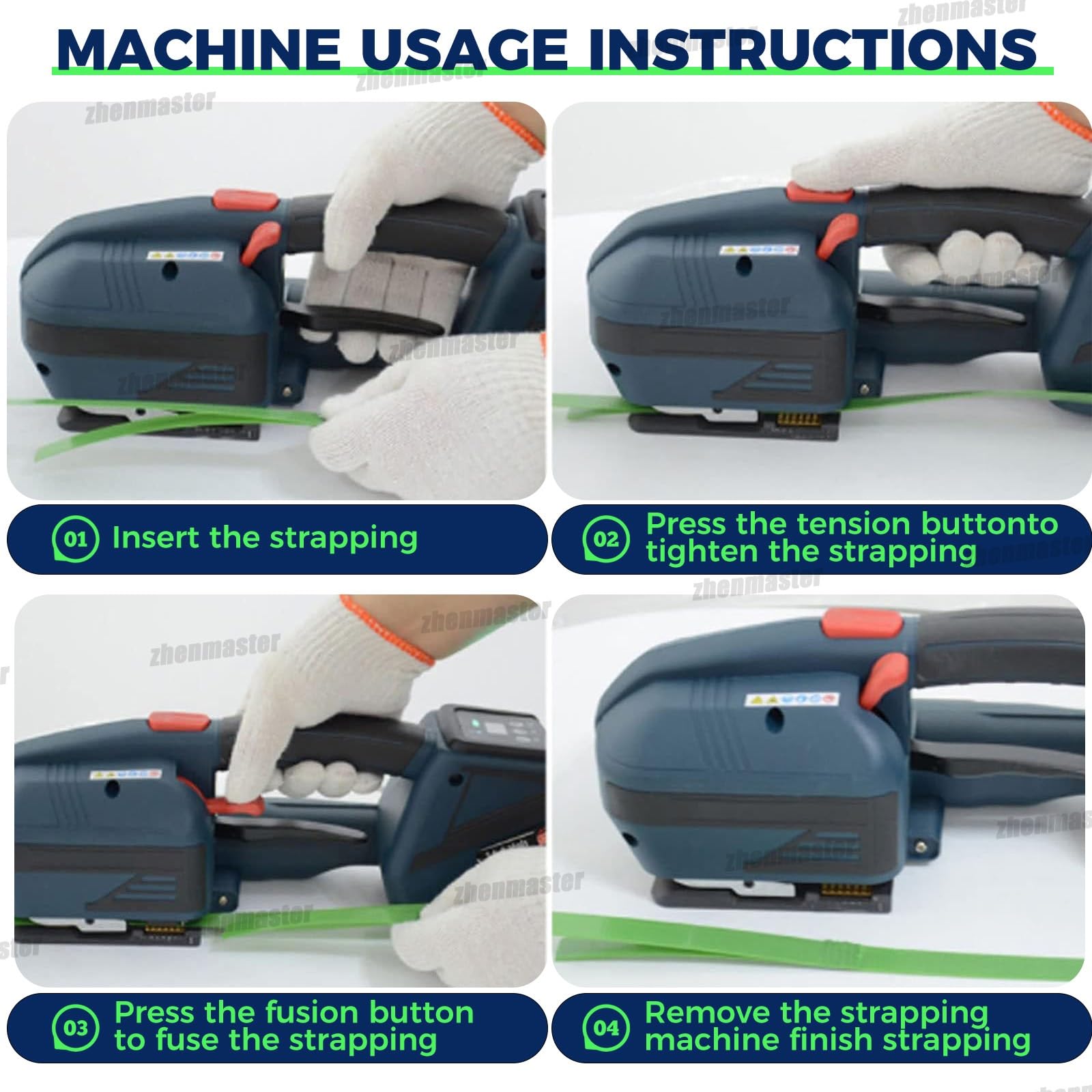 Reggiatrice Industriale Automatica. Legatrice a Pressa Autonomia Di 90 Minuti per 250-350 Reggette. Ideale per Fissare Legname, Tubi E Scatole in Magazzini E Officine
