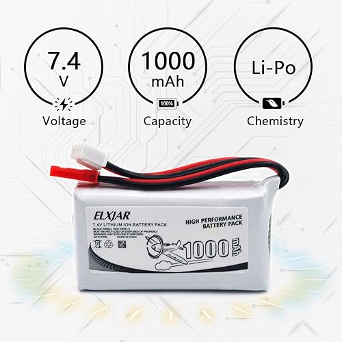 Miniatura 3 de Paquete de 4 baterías LiPo de 7.4V 1000mAh 20C con enchufe JST y cargador para V912, V333, V262, V353 Quadcopter