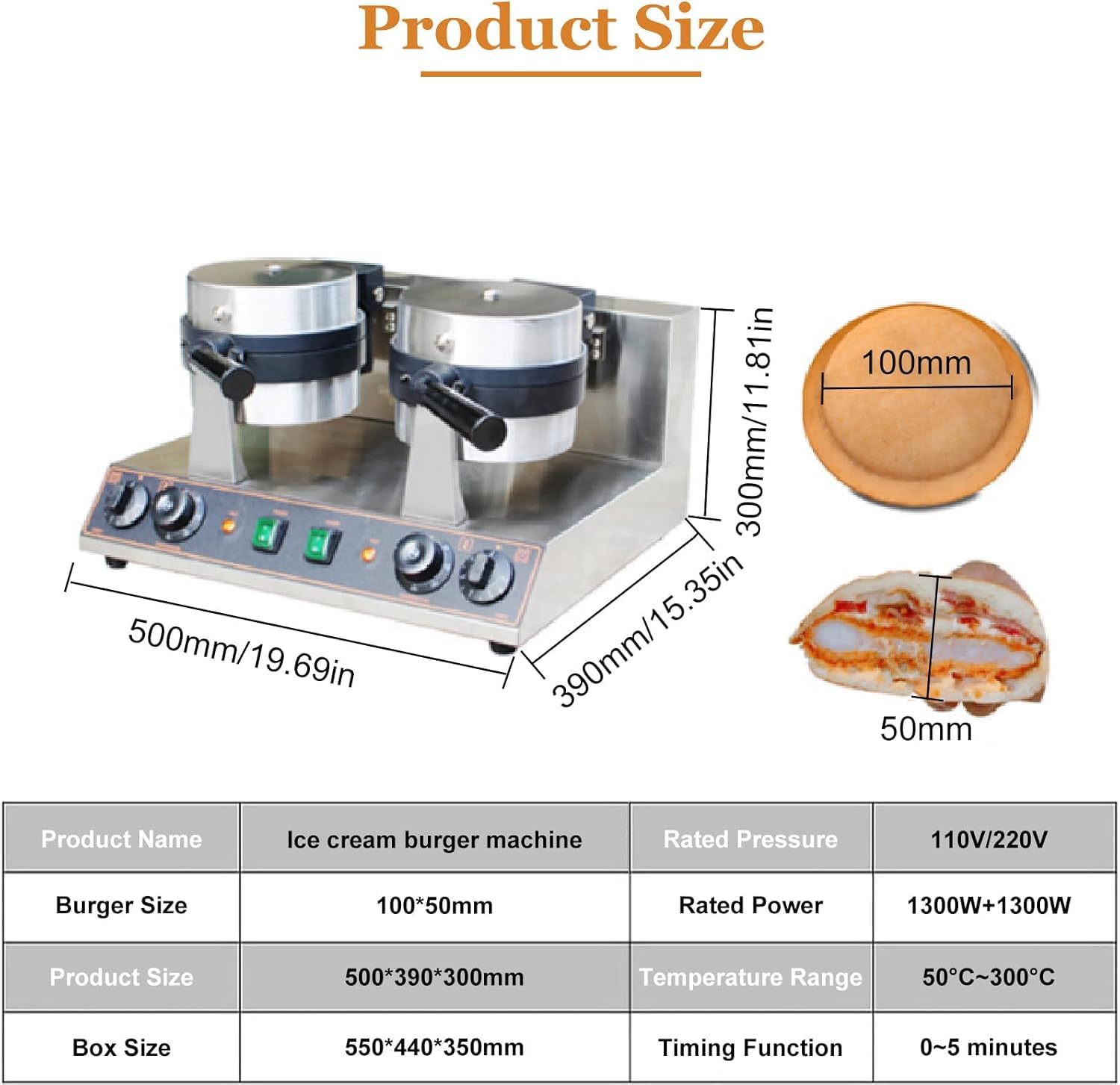 Prasa Panini Opiekacz Do Kanapek Lody Brioche Hamburger Maker, Talerze Nieprzywierające Niezależna Regulacja Temperatury Dla Piekarni, Restauracji, Dual, 220V