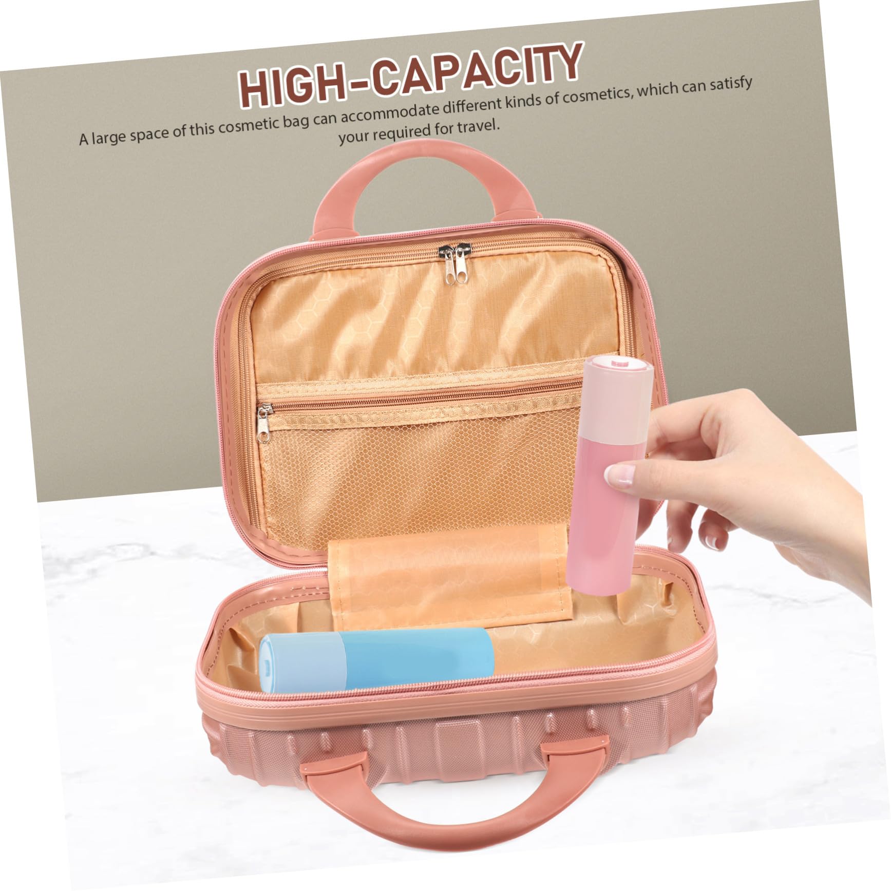 Bauletto per Trucchi da Viaggio Rosa, Capiente e Multifunzione