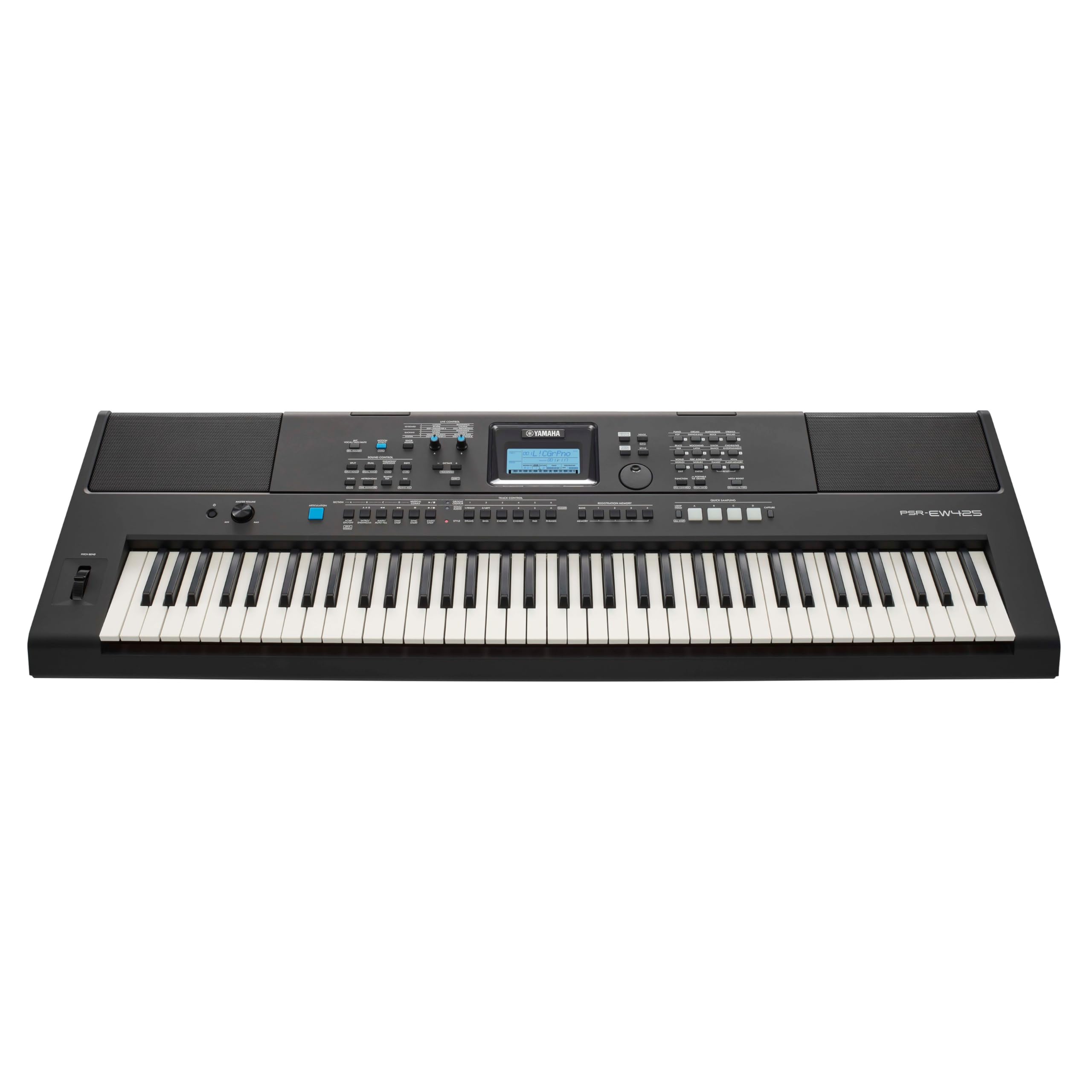 Yamaha Digital Keyboard PSR-EW425 - Tastiera Digitale Versatile - Design Portatile con 76 Tasti a Tocco Sensibile, 820 Voci e Pannello di Controllo LCD - Nero