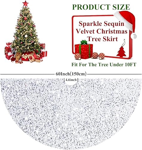 Miniatura 94 de Falda de árbol de Navidad, falda de árbol de lentejuelas rosadas, falda de árbol de terciopelo de 36 pulgadas de diámetro, faldas redondas de árbol