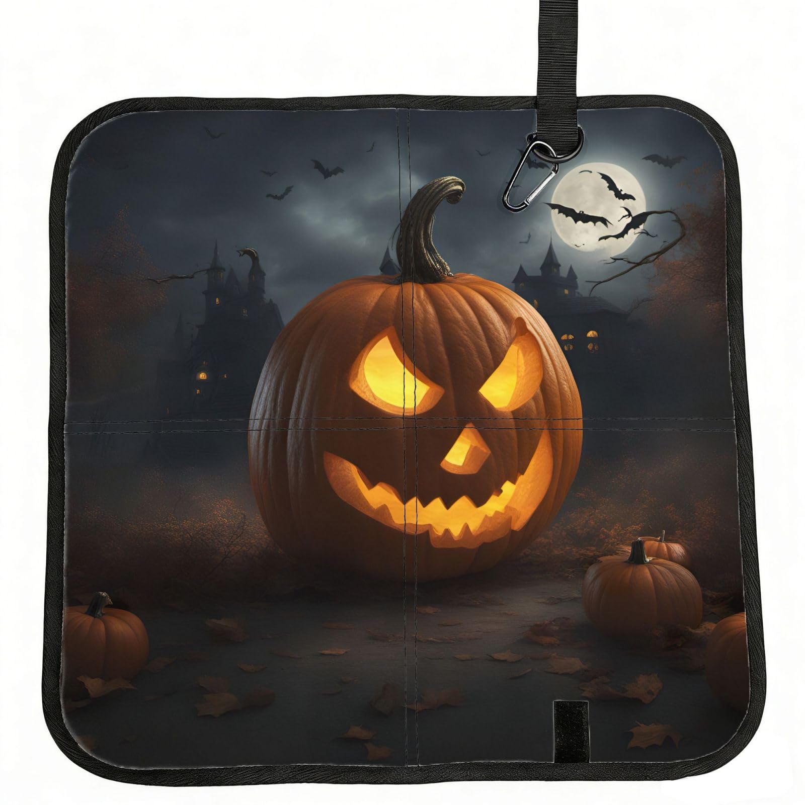 UVBDF Halloween Pumpkin Print Outdoor Sitting Cushion Folding Seat Pad Compact Portable Picnic Bench Cushion Mat