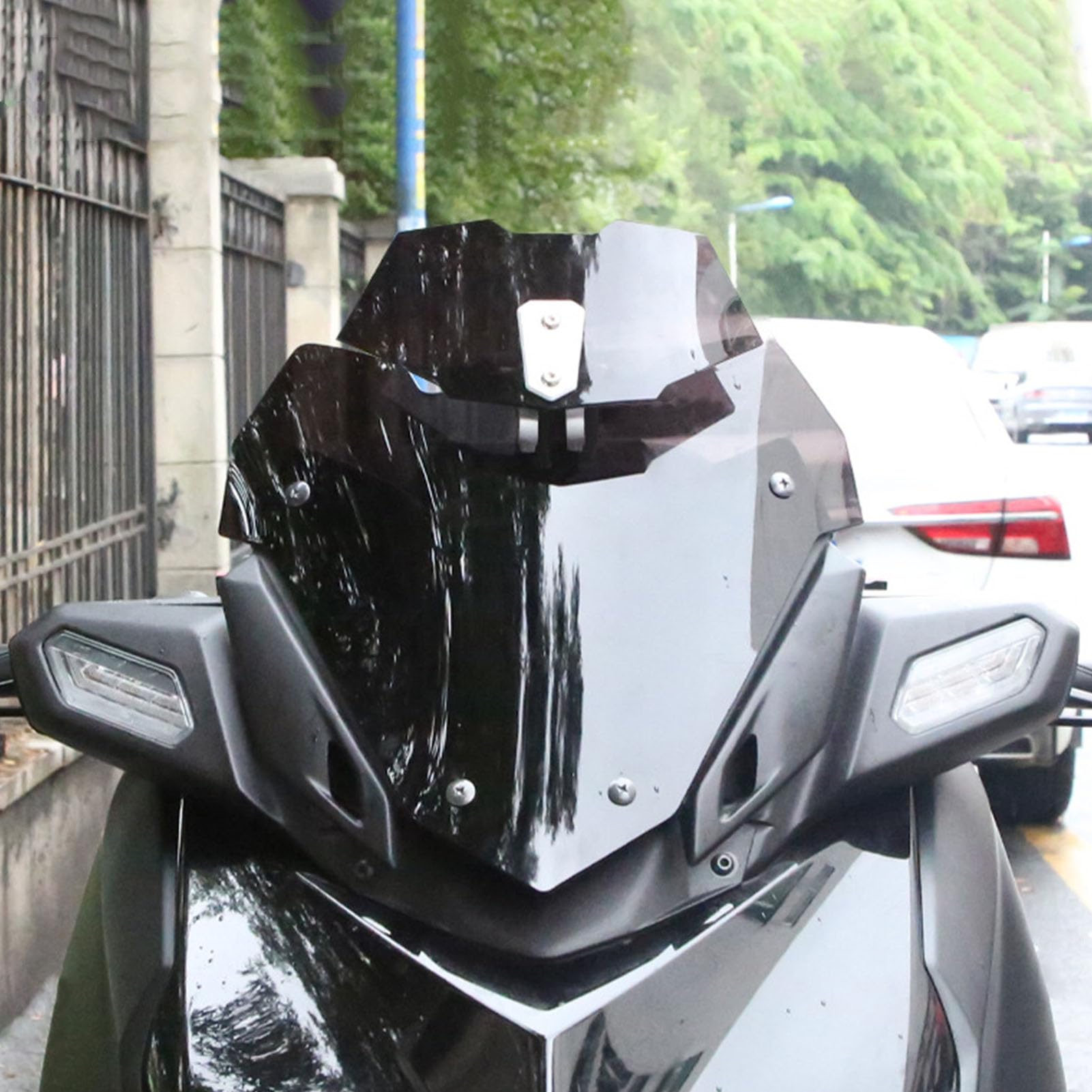Aramox Parabrezza per Moto in Acrilico, Deflettore Regolabile con Clip, Estensione Parabrezza, Nero Fumo, Smoke Acrylic Motorcycle Windscreen with Adjustable Clip Deflector Extensi