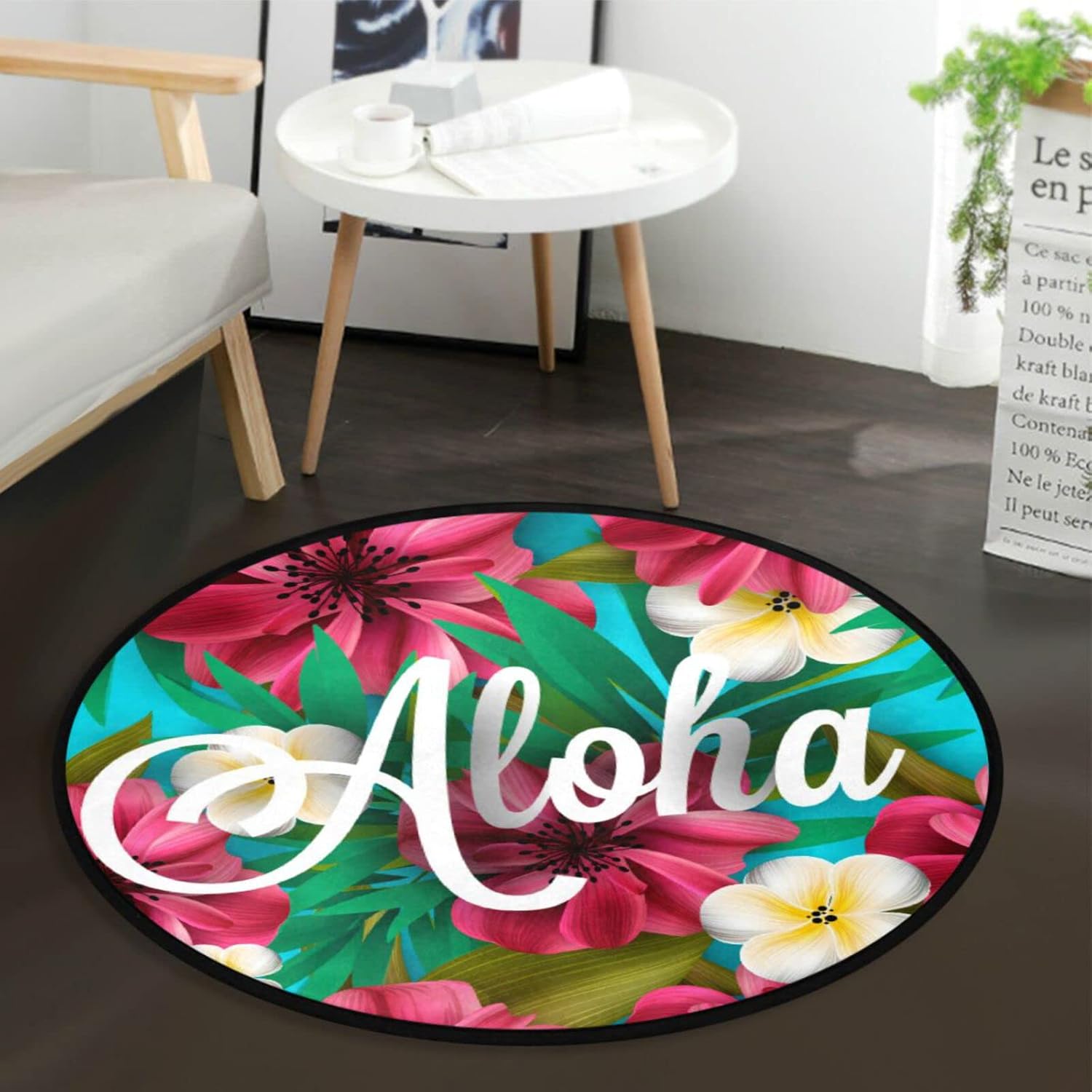 Mexican Skull Music Round Area Rug Halloween Soft Non Skid Easy Clean 3ft Area Carpet Day of The Dead Circle Floor Mat for Living Room Kitchen Bathroom