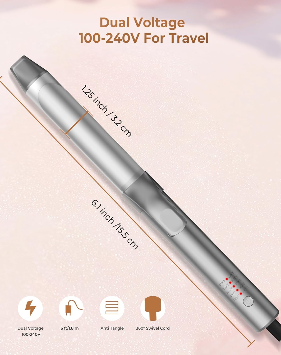 Ukliss Rotating Curling Iron, Hair Curler Automatic Rotating, 30s Rapid Heating Automatic Curling Iron, Dual Voltage 110-240V, Time Saving Self Curling Hair Curler for Short Long Hair