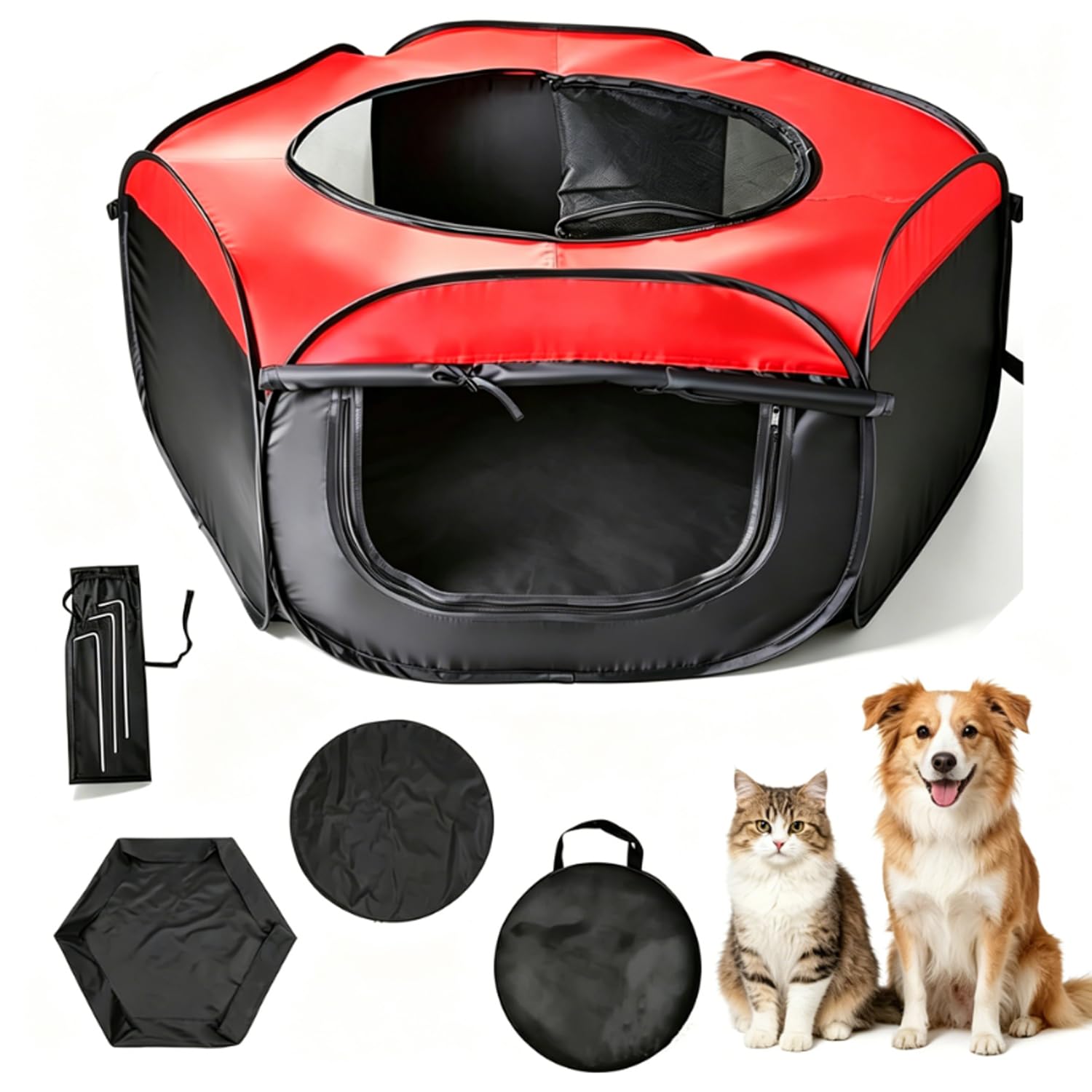 MEISO Recinto per Animali Domestici, Recinto per Cani da Interno Pieghevole, Box Traspirante Portatile per Gatti Conigli Cuccioli, Incubatrice per Pulcini, per Interni ed Esterni Viaggi e Campeggio