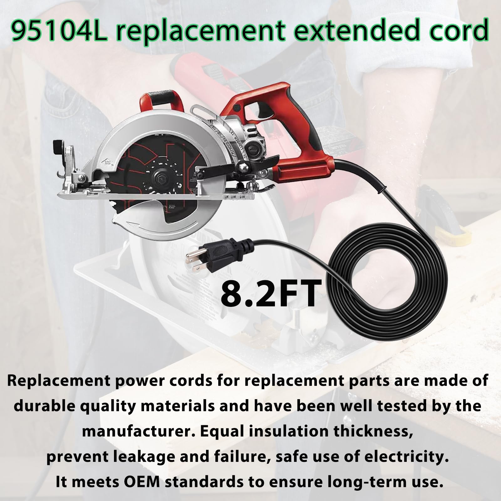 95104L - Conjunto de cable de repuesto para sierra circular Skilsaw SPT Series (SPT55/SPT77W/SPT70WM/SPT78W más), cable de sierra circular compatible con sierras helicoidales SKILSAW