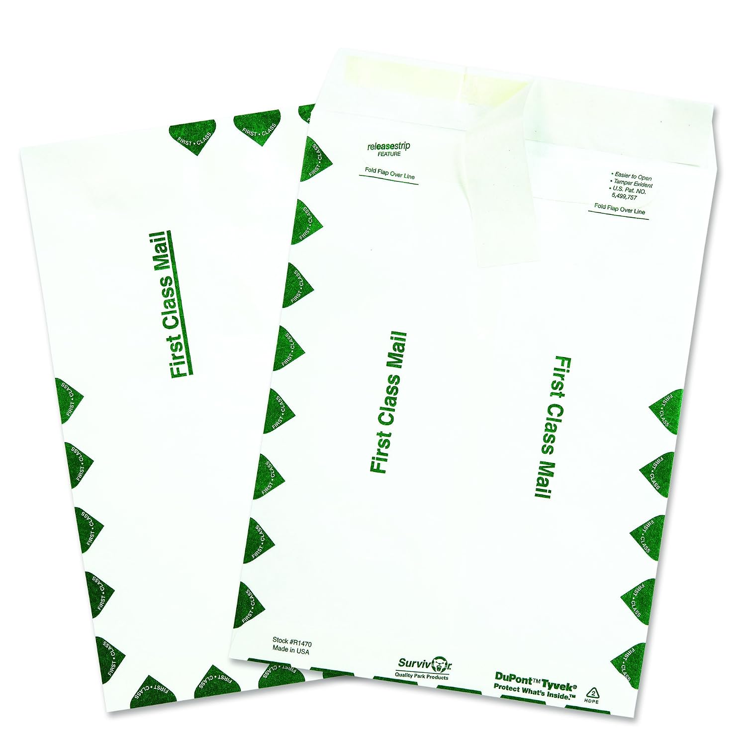 Survivor R1470 Tyvek USPS First Class Mailer, 9 x 12, White (Box of 100)
