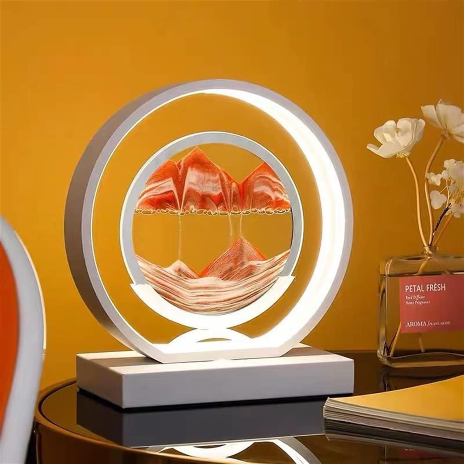 Nachtlicht, bewegliche 3D-Schreibtischlampe, mehrfarbig, um 360 Grad drehbares Nachtlicht (C)