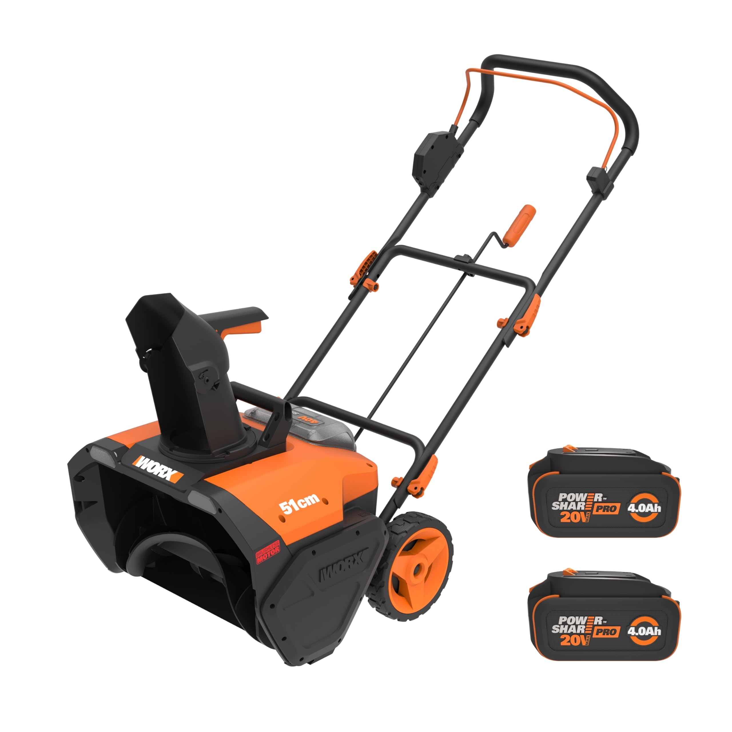 Bundle of Worx 40V 20" Cordless Snow Blower Power Share with Brushless Motor - WG471 (Batteries & Charger Included) + WORX 20V Power Share PRO 4.0Ah Battery