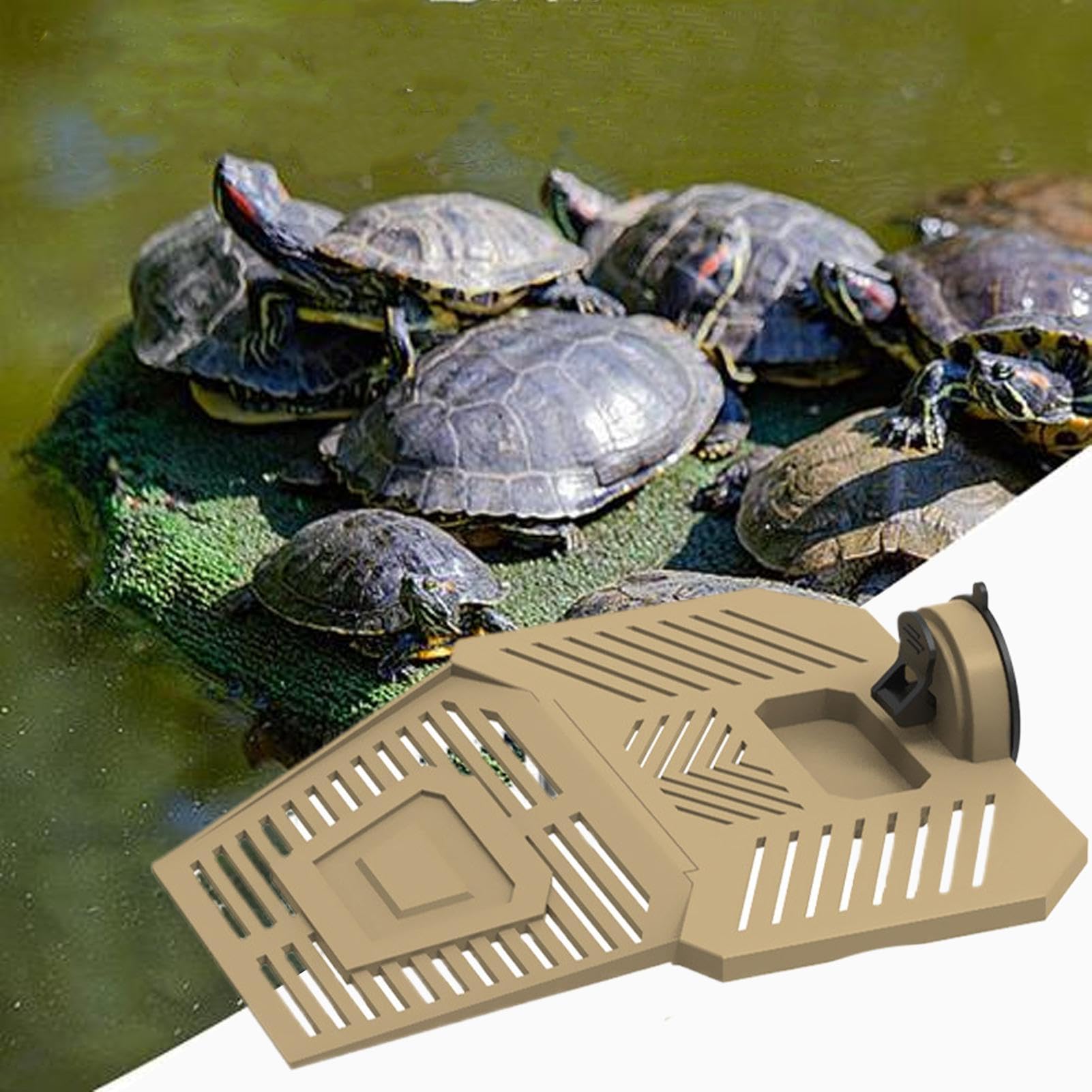 Rampa Para Escalar Tortugas: Muelle Estable Para Tomar El Sol, Muelle Para Reptiles De Alta Tracción, Soporte De Succión Industrial, Bandeja Para Refrigerios Integrada, Accesorio Para Hábitat Acuático — view 2