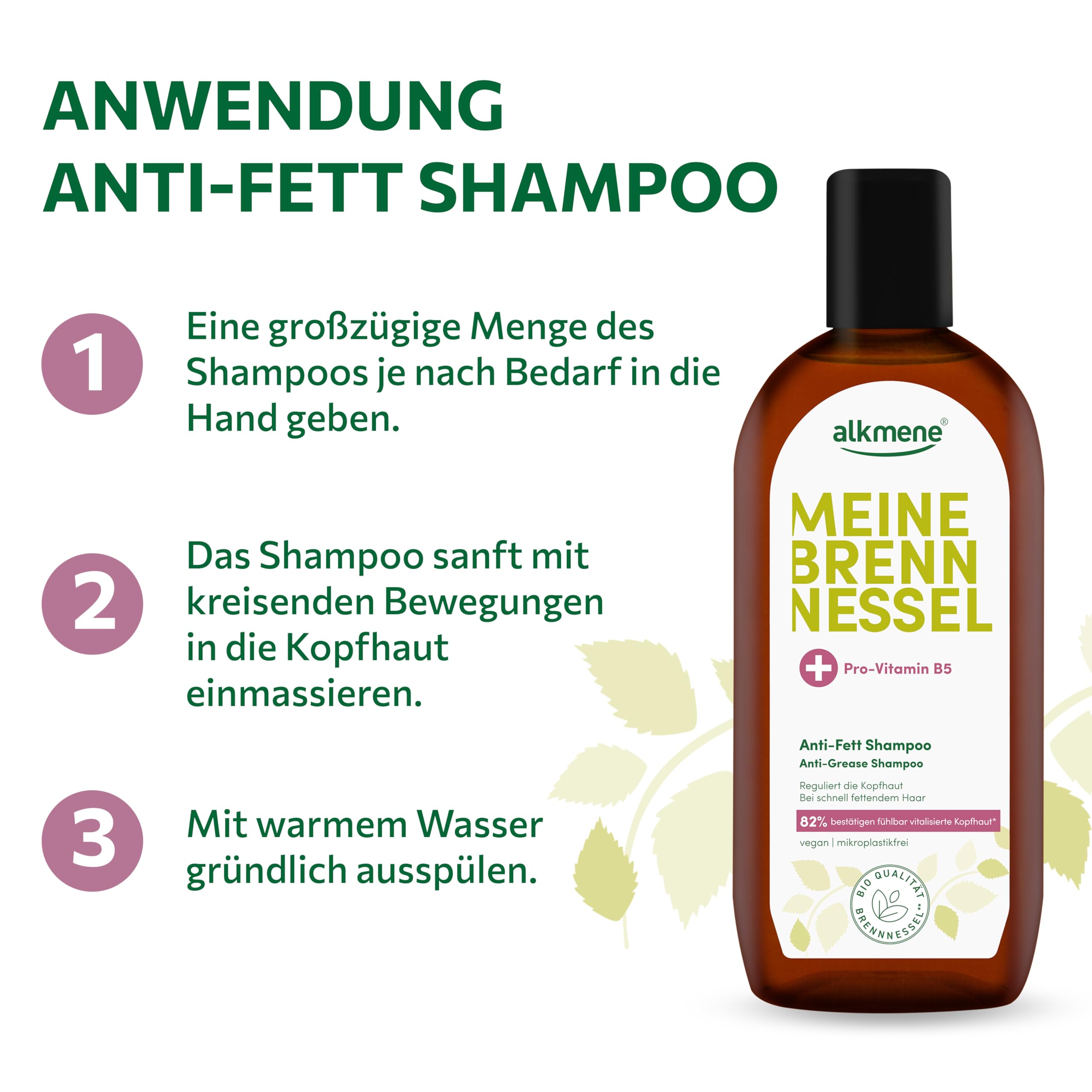 alkmene Champú contra el cabello graso con ortiga, 6 x 250 ml | Champú vegano para el cuero cabelludo graso que reduce la grasa rápida - Enfoque graso