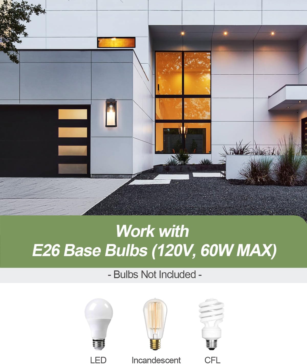 LITFIT 14'' Outdoor Light Fixtures Wall Mount, Matte Black Aluminum Wall Lantern, Hardwired Outside Sconce Lights for House, Front Door, Porch, Garage, 2-Pack, Bulbs Not Included