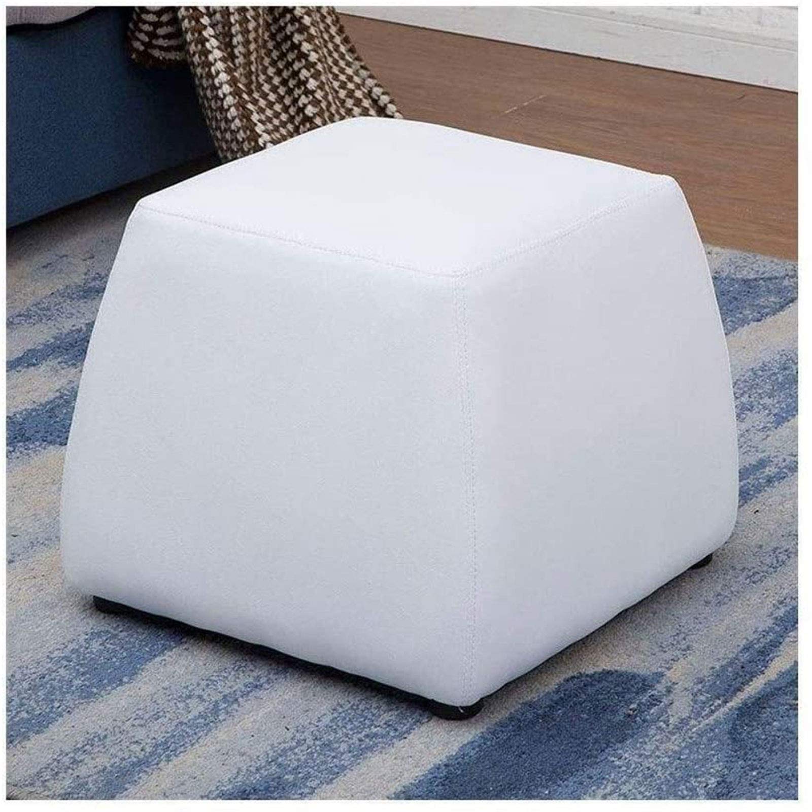 GONEERFoot Stool,Multi Function Trapezoidal Leather Pedal Sofa Stool Home Living Room Shoe Bench/White
