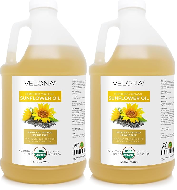 Óleo de girassol orgânico velona, 3,79 L, Pacote com 2