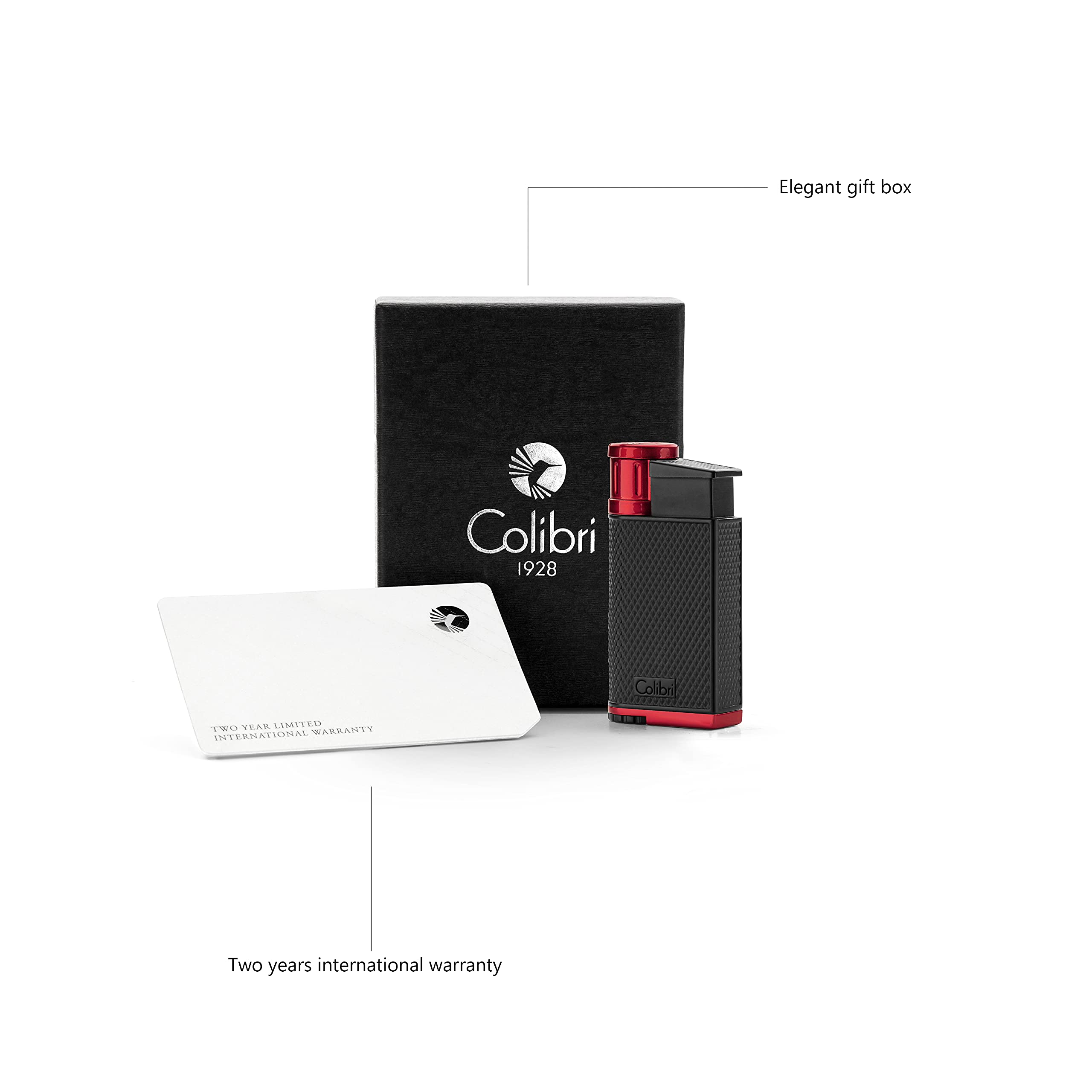 Mechero-Encendedor Colibri-Evo-en metal -llama Jet a prueba de viento, para cigarrillos y puros. Recargable. Funciona con gas butano (no incluido). Se envía en estuche de regalo. Dos años de garantía.