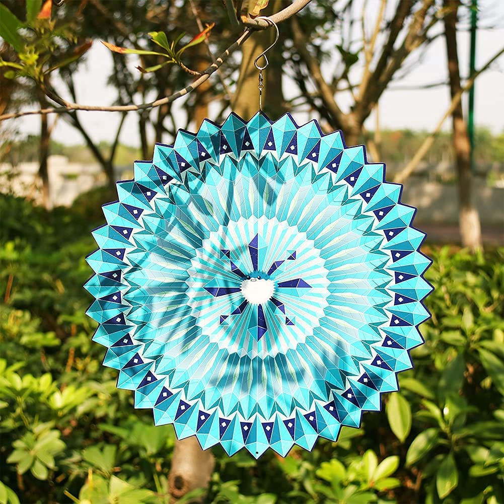 Girandola a vento 3D per interni ed esterni, decorazione da giardino in metallo, girandola a vento per giardino Tornado C