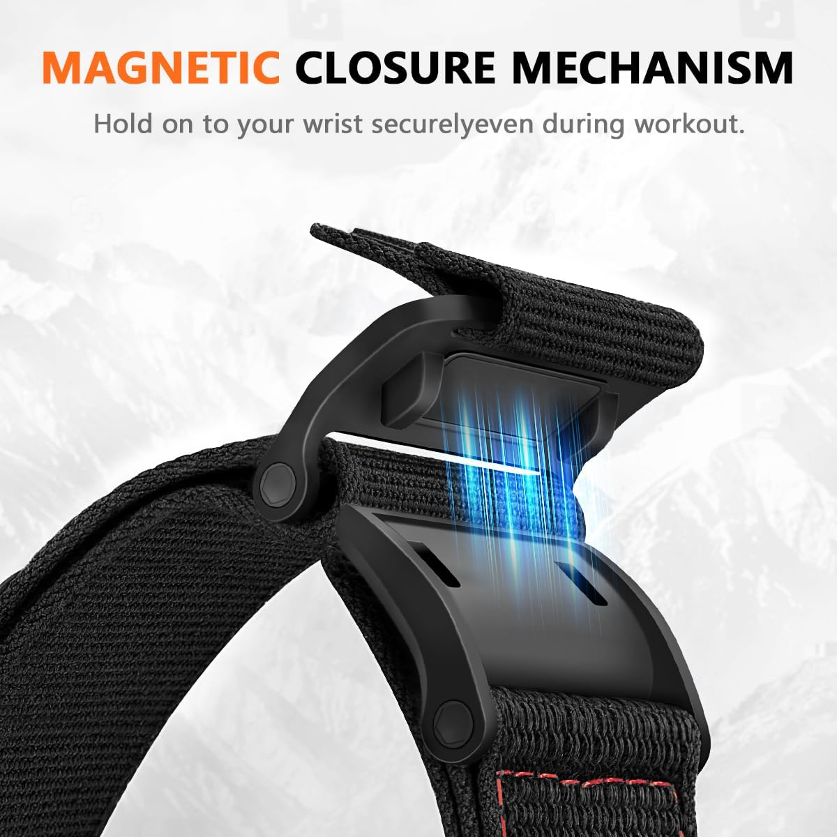 New Rugged Nylon Sport Watch Band 20mm 22mm Quick Release Watch Strap Magnetic Replacement Watch Strap 6 Colors (Black/Army Green/Navy blue/Grey/Orange/Purple) for Men Big Wrist