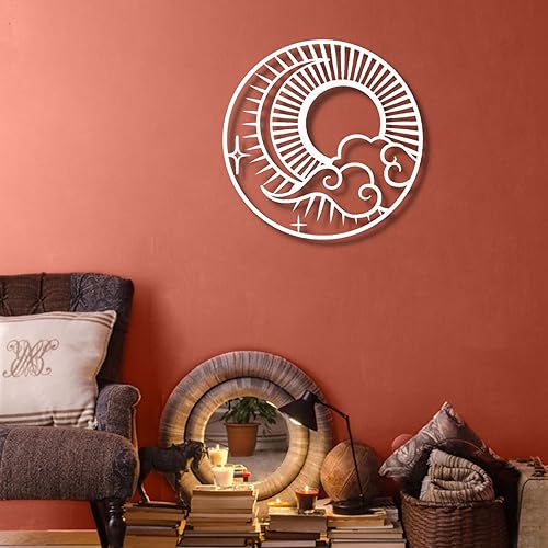 Miniatura 6 de Decoración de pared de metal con estrellas de sol, luna y sol, arte de pared de metal, arte de pared de nube, decoración de pared de jardín, arte de