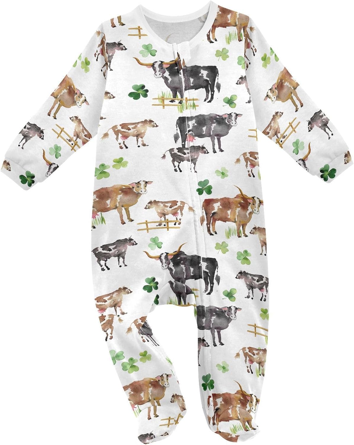 vvfelixl Funny Cows Milk Baby Sleepers For Girl Boys Newborn Baby Play One-Piece Footies For 0-24 Months