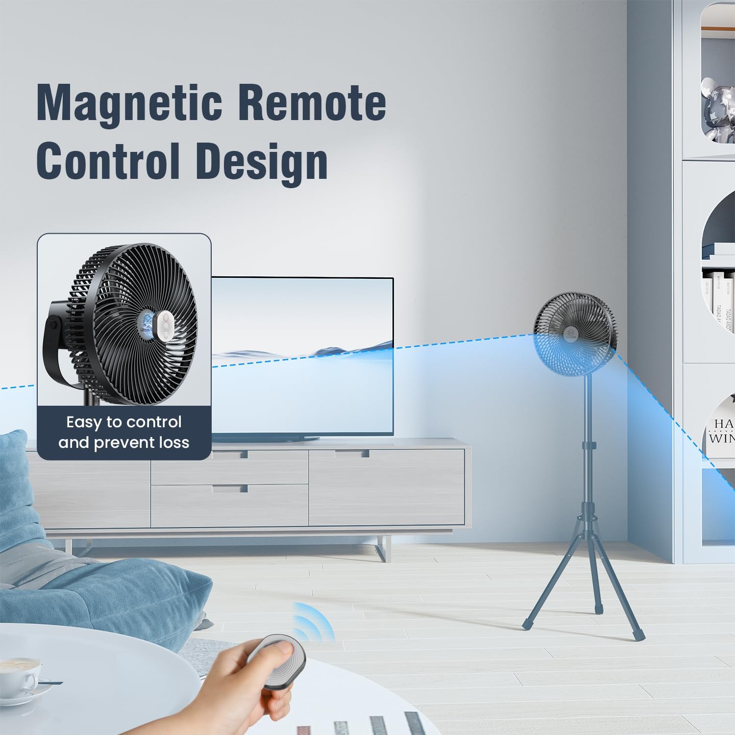 LEMOISTAR Portable Rechargeable Battery Operated Pedestal Fan, 10" 20000 mAh USB C Small Fan, Adjustable Height, Quiet Table Desk Standing Fan for Camping Bedroom Office Home Travel Fishing