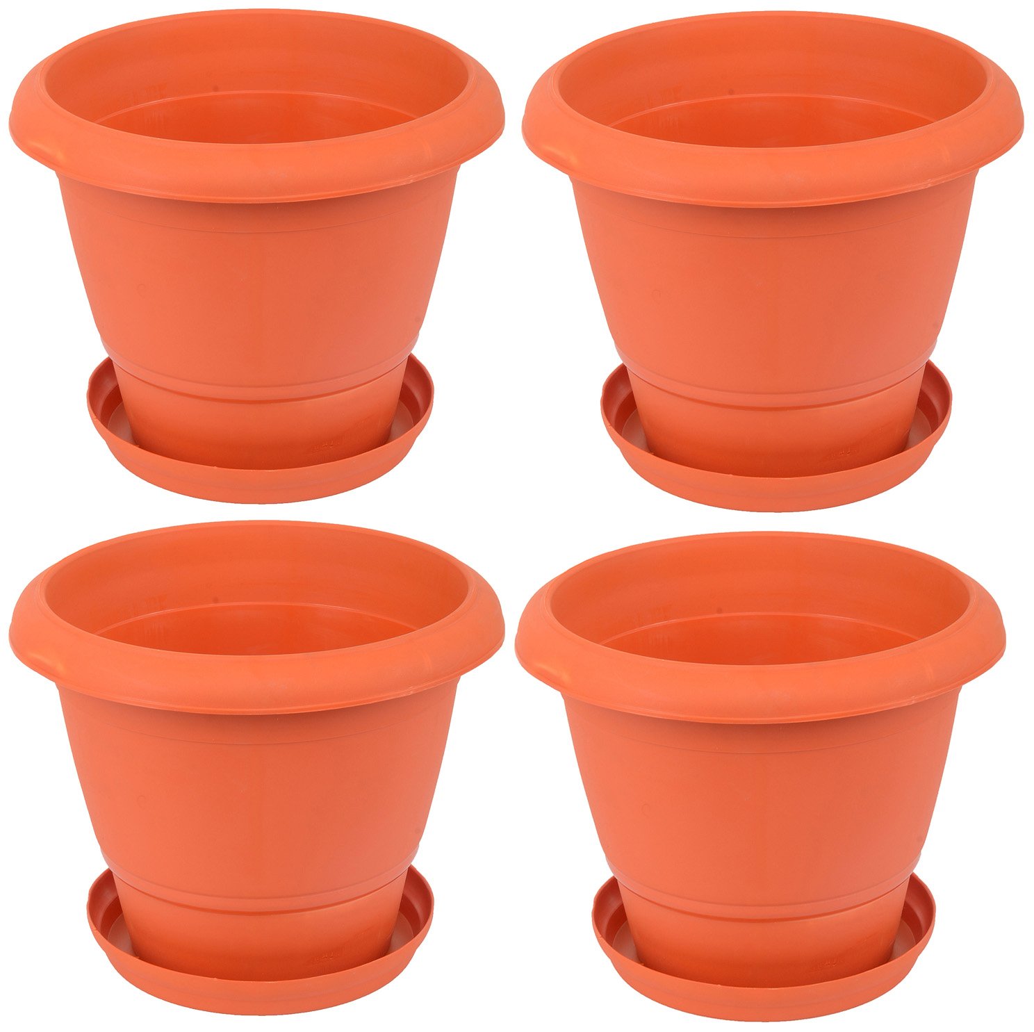 Samruddhi Plastic Flower Pot with Tray (Pack of 4, 26 cms X 25 cms, Brown) (B017661CU2) Amazon Price History, Amazon Price Tracker
