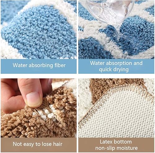 Miniatura 6 de Juego de 2 alfombrillas antideslizantes rectangulares para baño, absorbentes de agua, suaves, para baño, ducha, dormitorio, cocina, decoración del