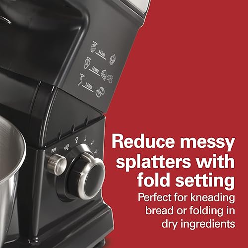 Miniatura 6 de Hamilton Beach Batidora eléctrica de 6 velocidades con cuenco de acero inoxidable de 3.5 cuartos de galón, mezcla planetaria, cabezal inclinable,