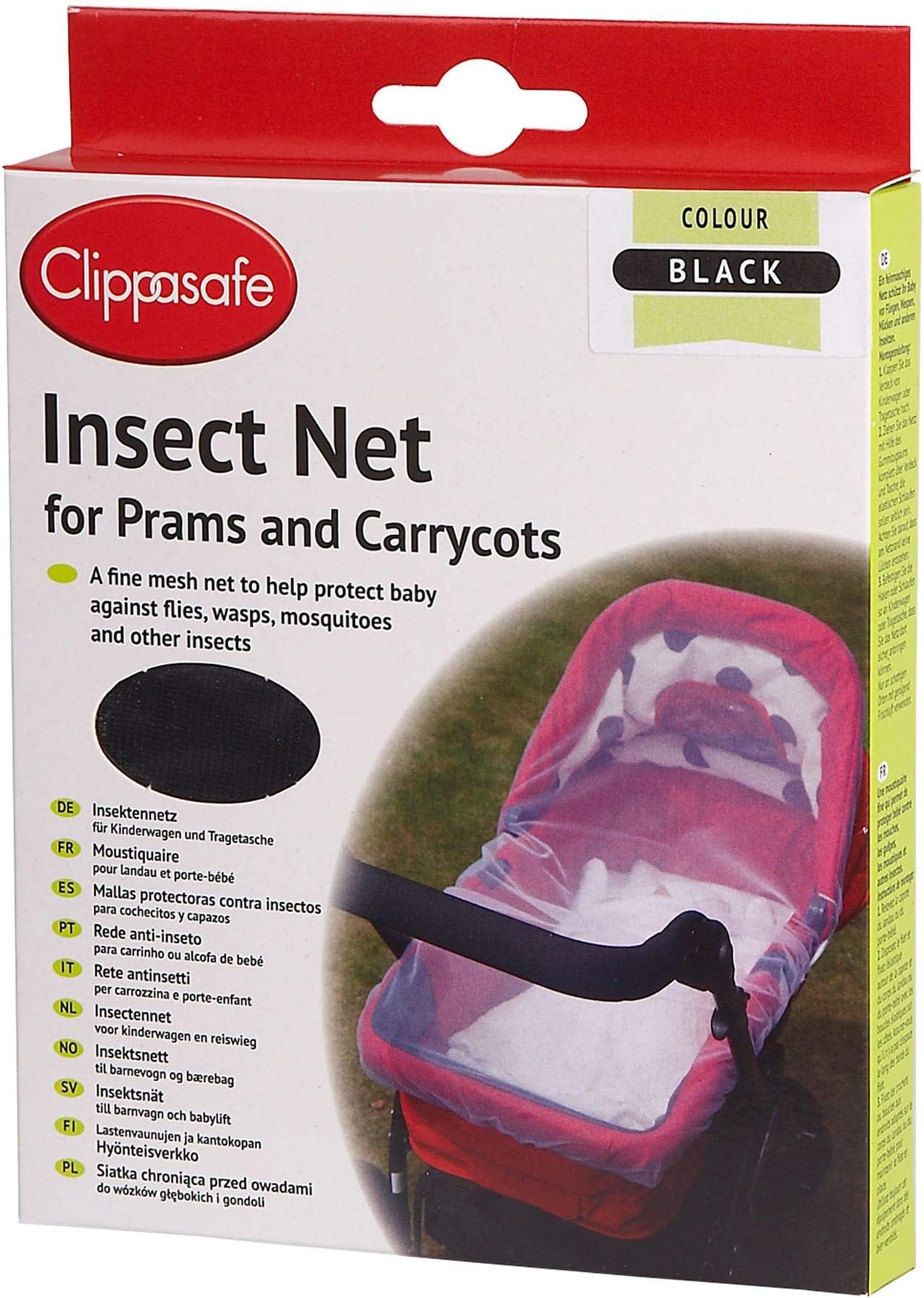 Clippasafe Insect Net for Prams and Carrycots Black
