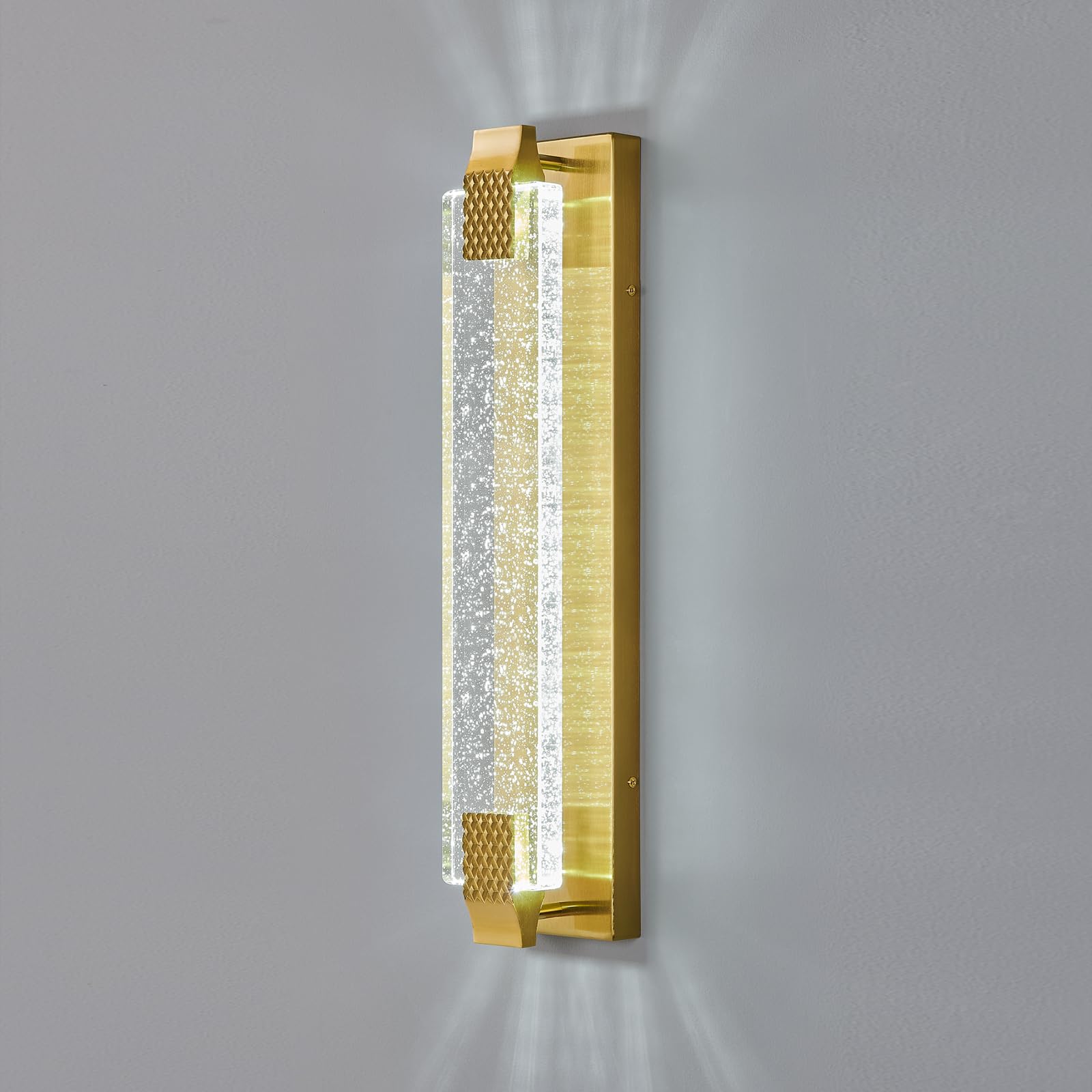 Modern Crystal Wall Sconce Lighting with Bubble Crystal Bathroom Light Fixture 23.03in Gold LED Vanity Lights for Bathroom Hallway Bedroom Living Room Sconces Wall(1 Pack)