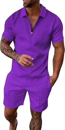 Conjunto corto de 2 piezas para hombre, conjunto de camisa polo y pantalones cortos, conjunto deportivo casual de verano, conjunto deportivo elegante