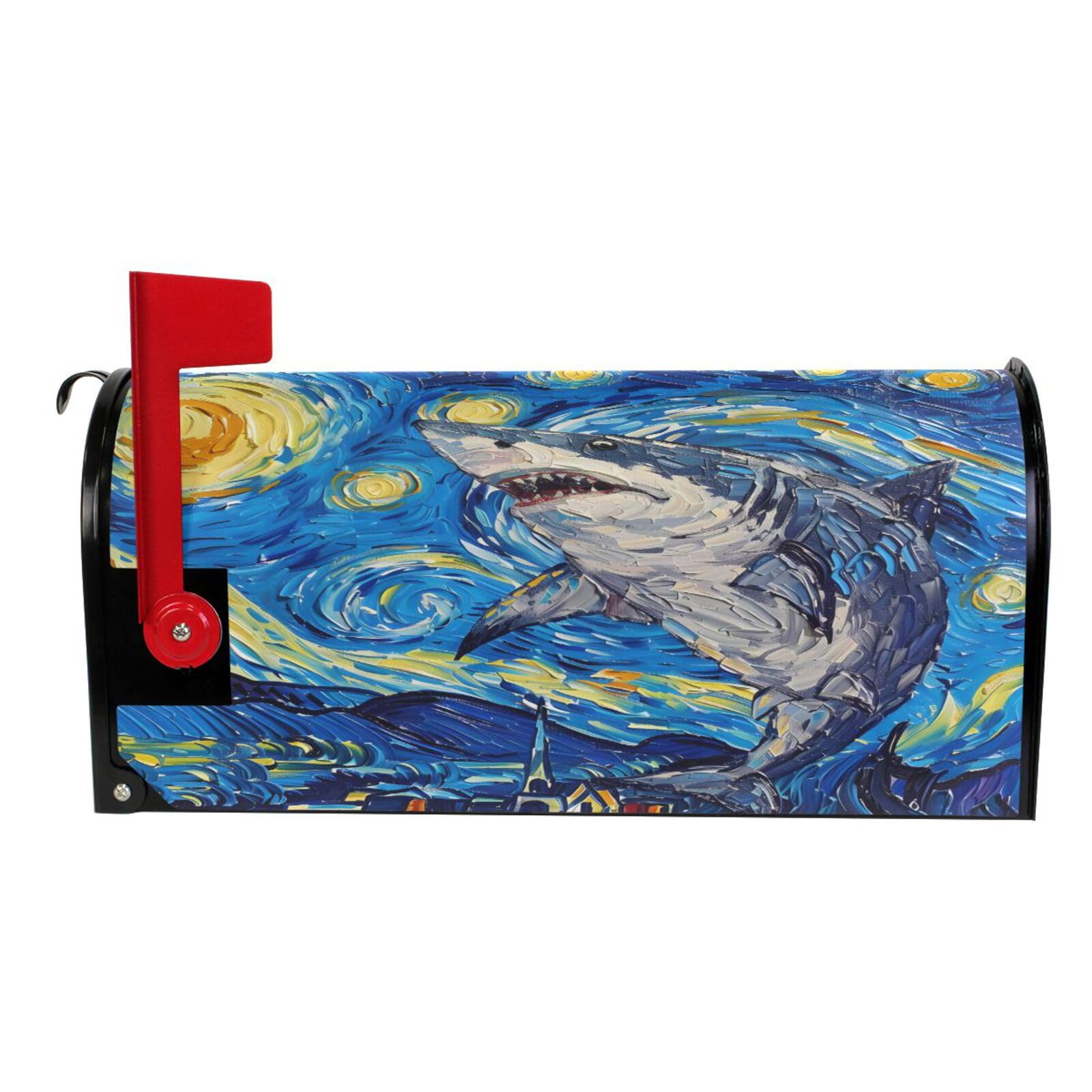 ALAZA Shark in Van Magnetic Mailbox Cover MailWraps Garden Yard Home Decor for Outside Standard Size-18