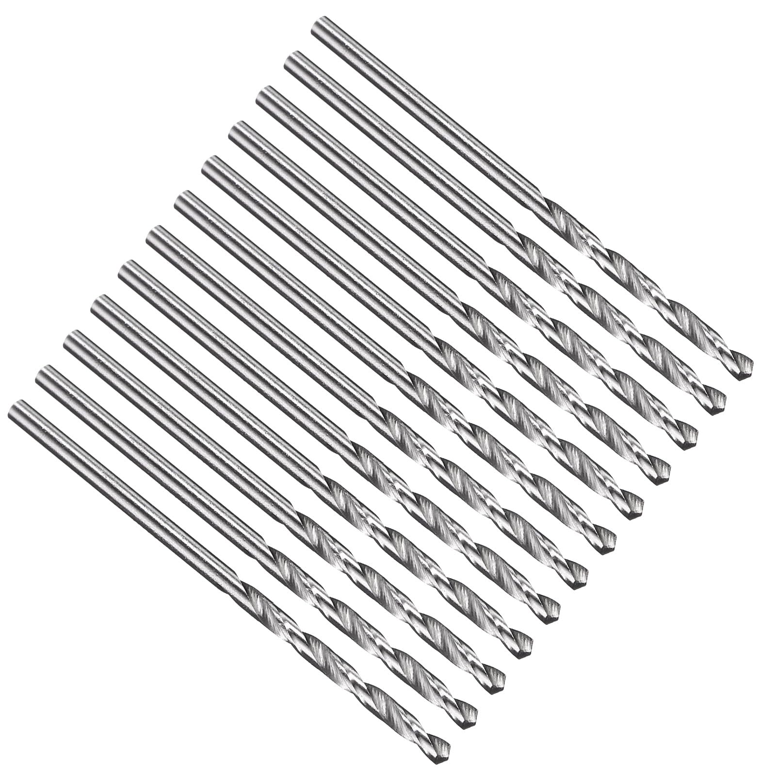 PATIKIL #47 Drill Bit, Jobber Straight Shank M2 High-Speed Steel 118° Point Tip Uncoated Bright for Stainless Steel Hard Metal - 12 Pack