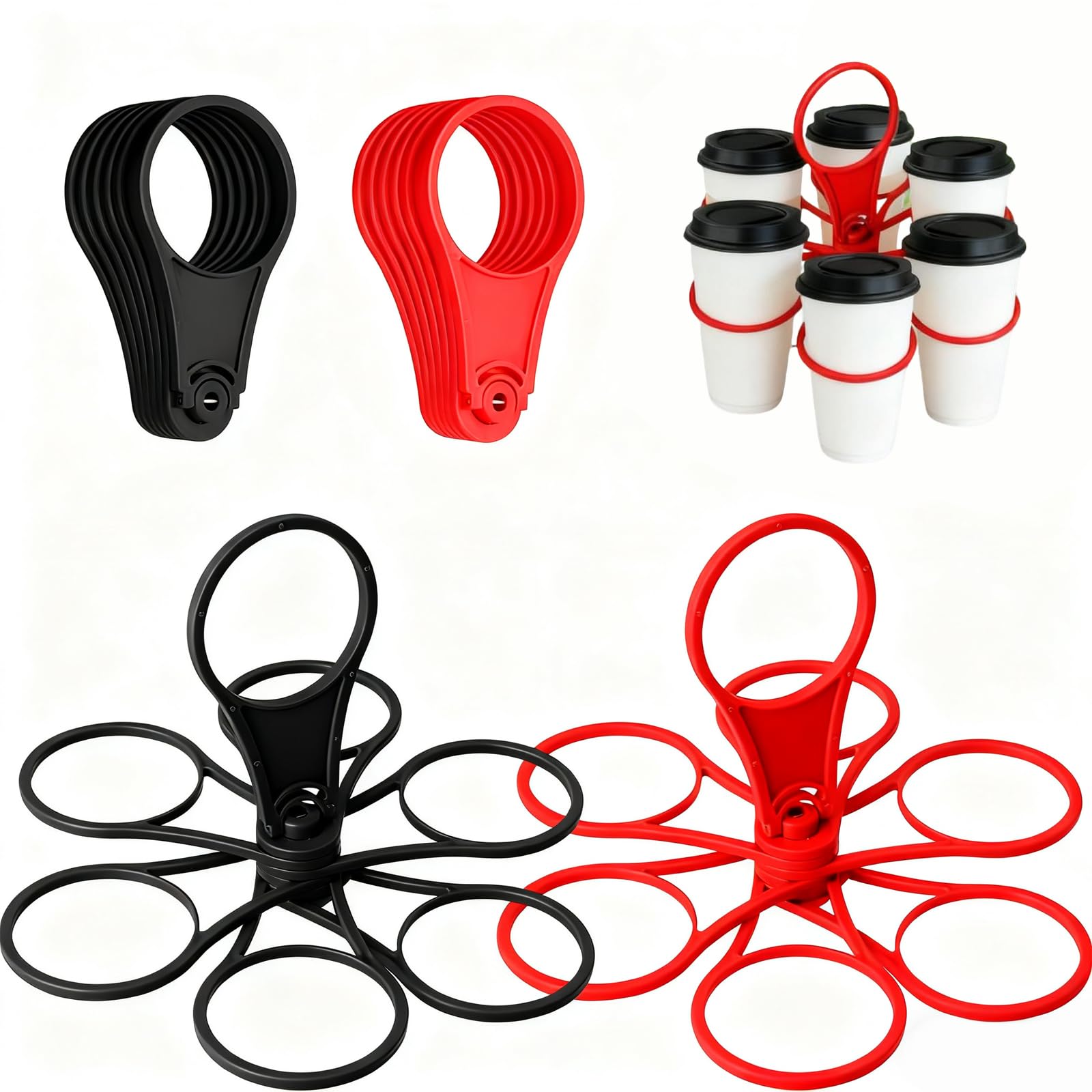 Cosiesnest 2 Pièces Porte-Boissons Pliable Holiday, Plateau Réutilisable à 6 Compartiments avec Poignée pour Café, Bière, Fêtes, Festivals, événements en Plein air, Réunions à Domicile