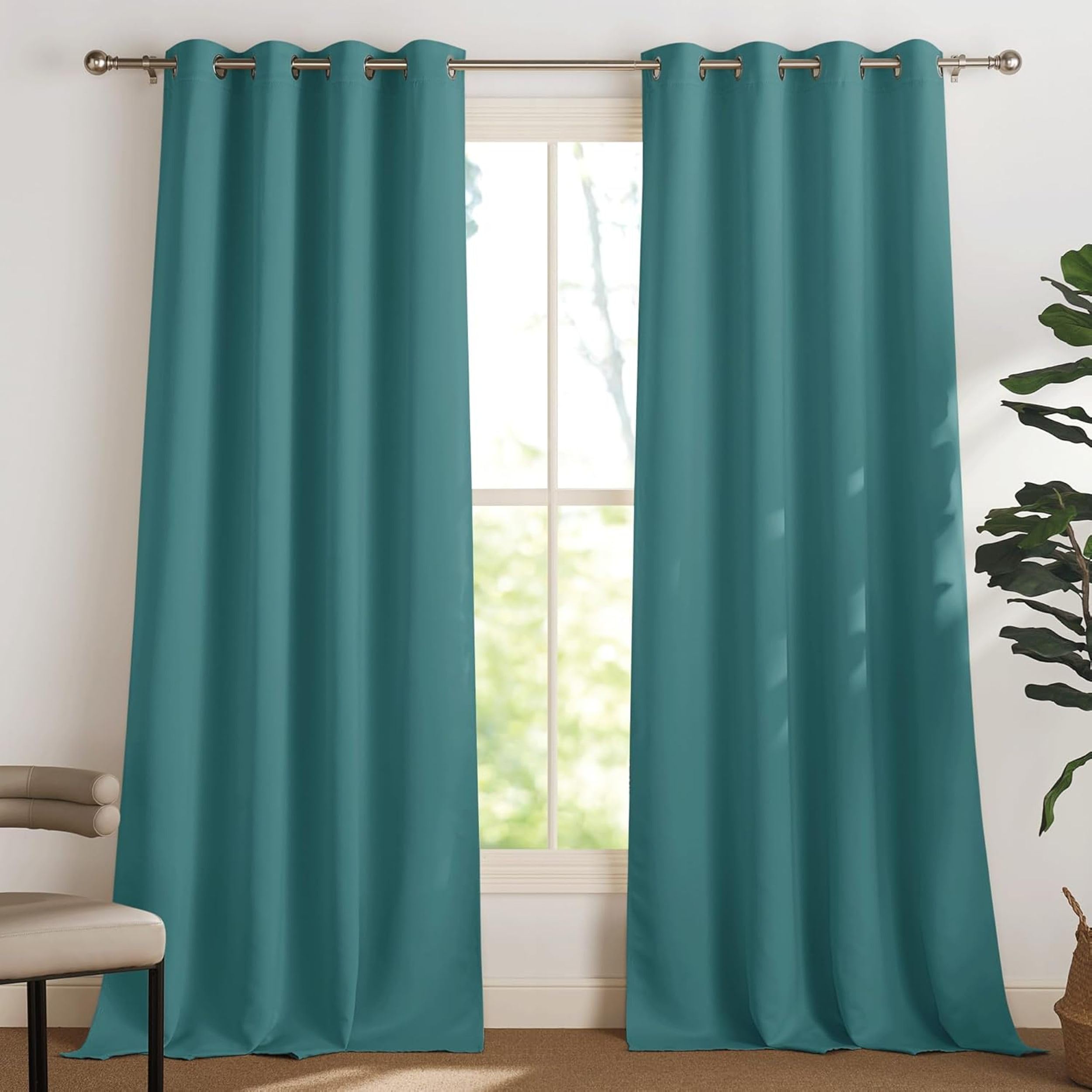 Galaxy Home Decor Premium Blackout Curtain for Window 4 Feet | Thermal Insulated Modern Window Curtain with Rings for Living Room & Bedroom | Pack of 1,Sea Teal